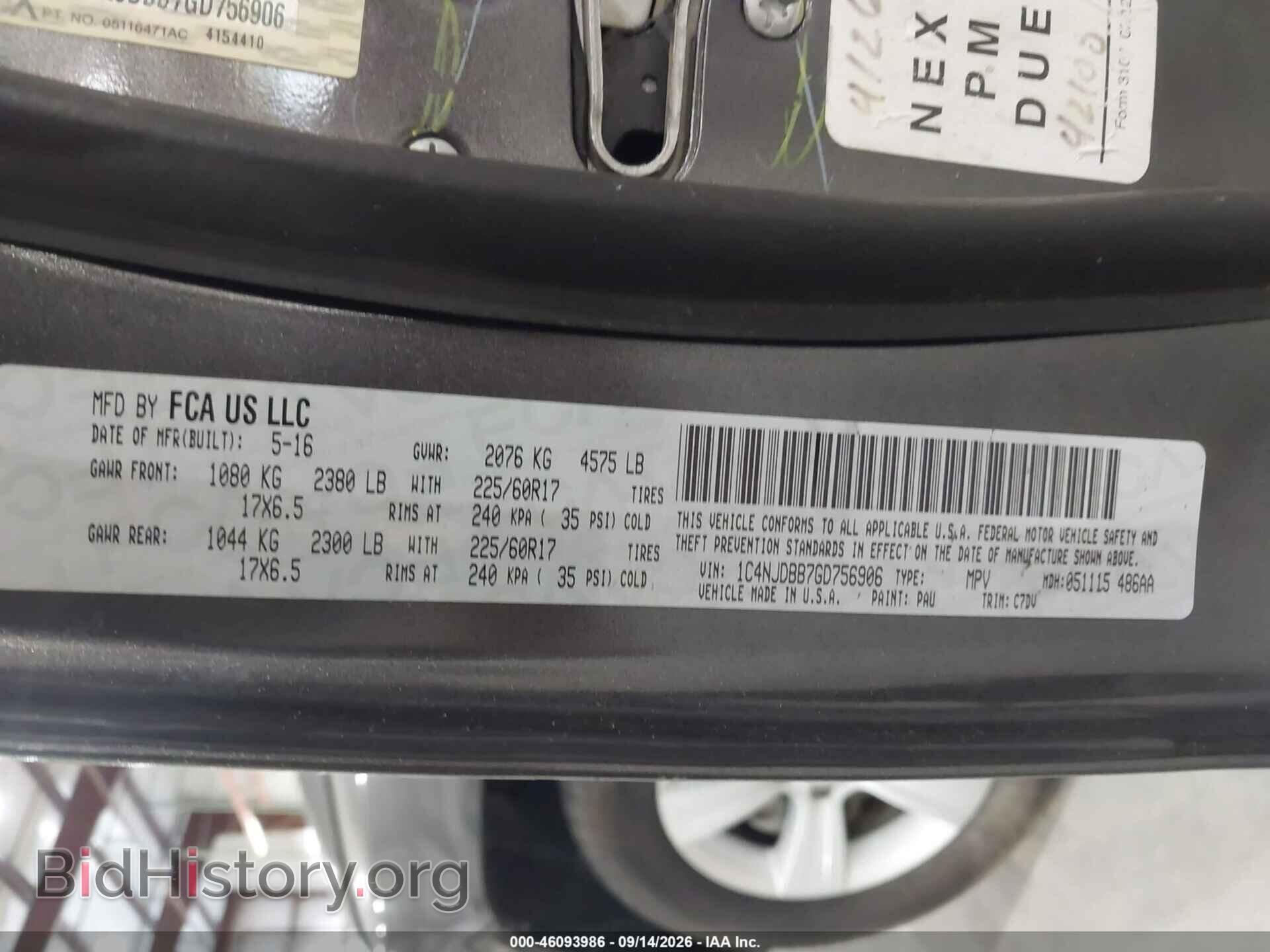 2016 JEEP COMPASS - VIN: 1C4NJDBB7GD756906 - Фото 9