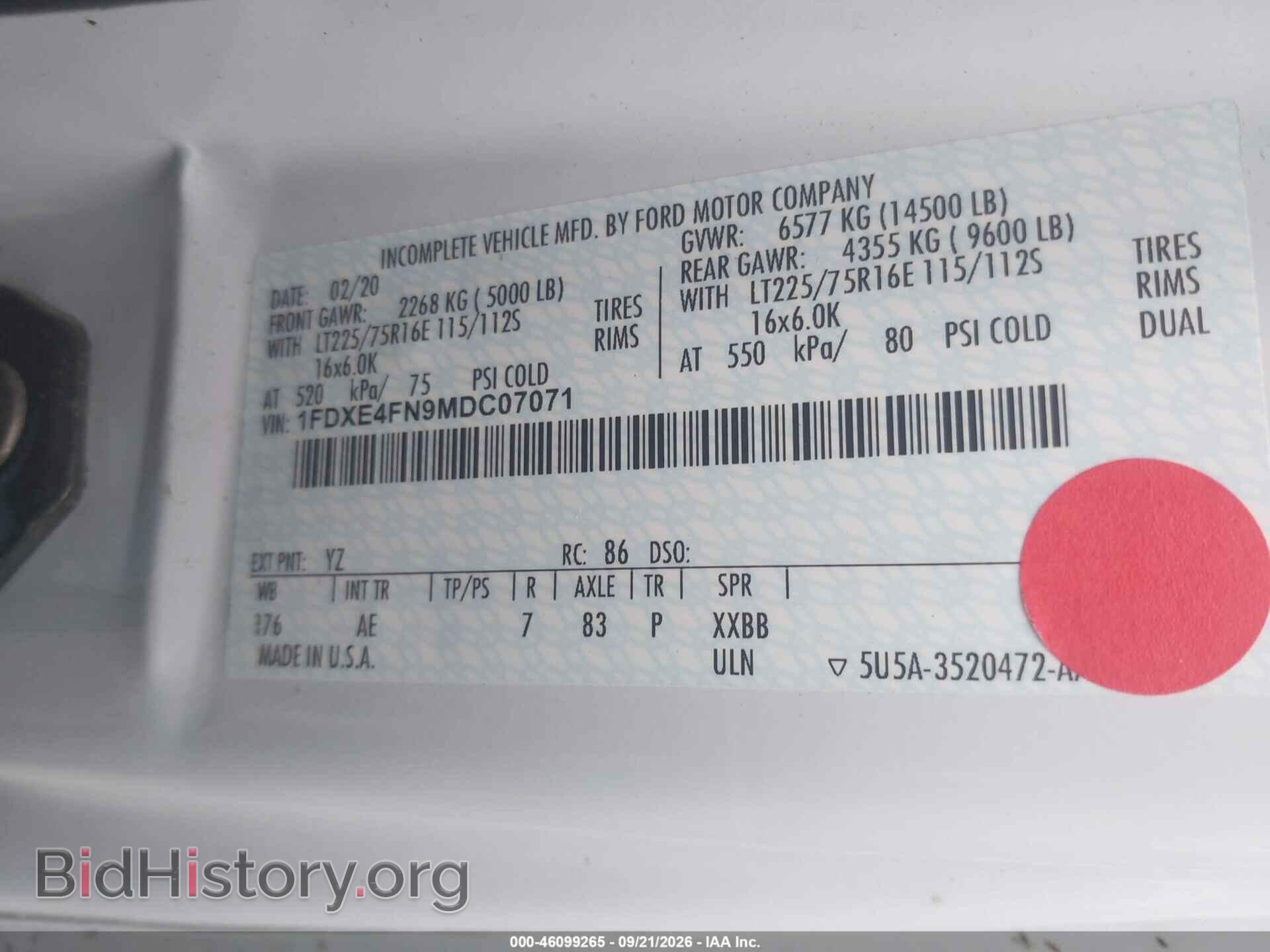 2021 FORD E-450 CUTAWAY - VIN: 1FDXE4FN9MDC07071 - Photo 9