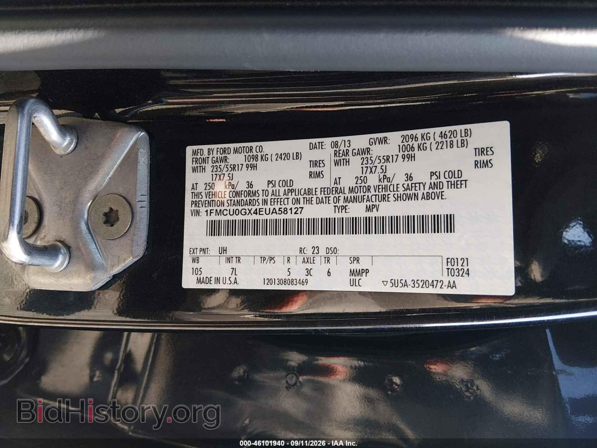 2014 FORD ESCAPE - VIN: 1FMCU0GX4EUA58127 - Photo 9