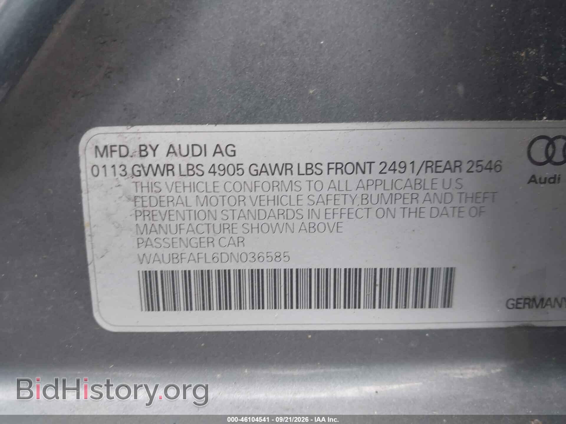 2013 AUDI A4 - VIN: WAUBFAFL6DN036585 - Photo 9