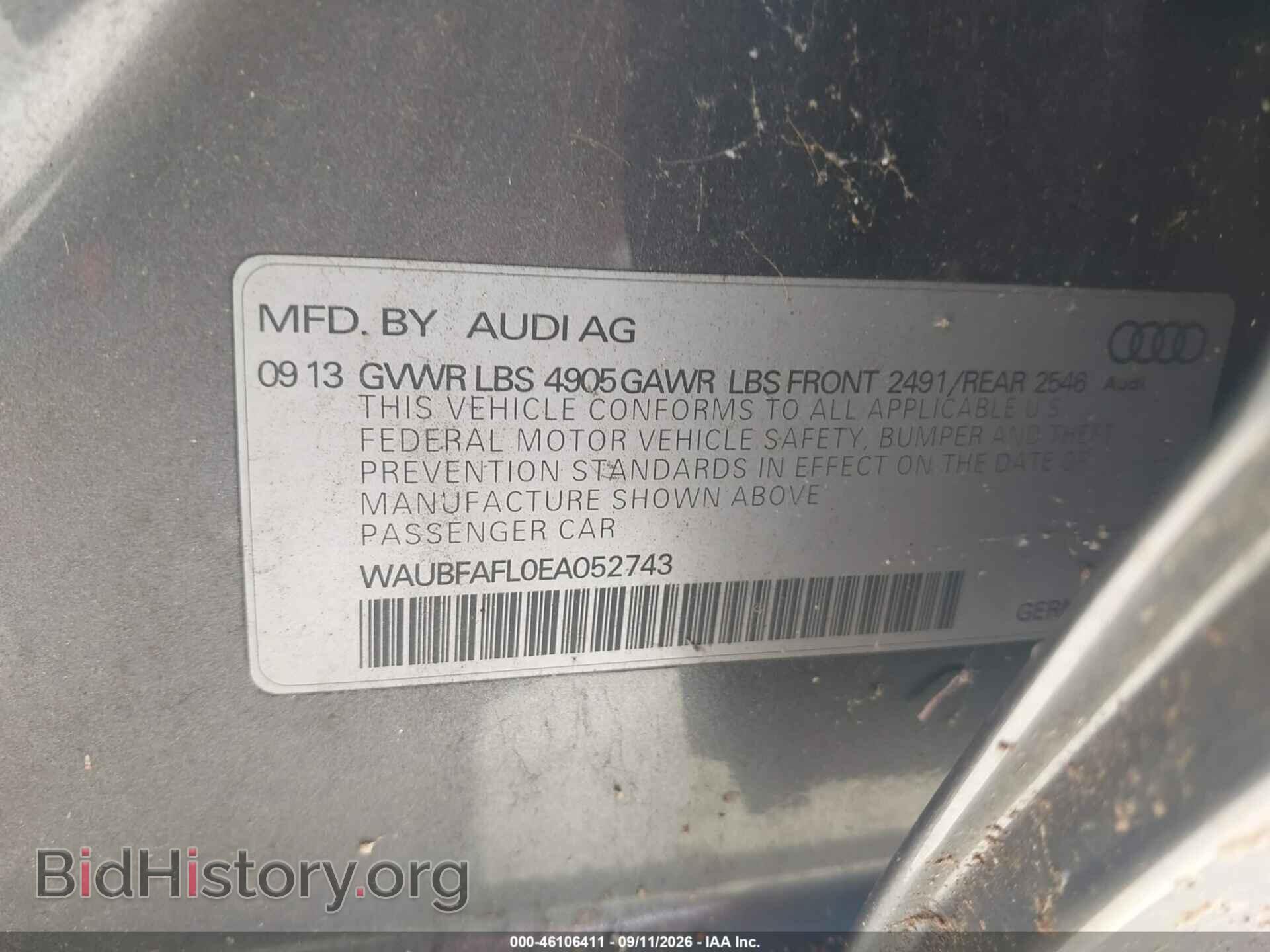 2014 AUDI A4 - VIN: WAUBFAFL0EA052743 - Фото 9