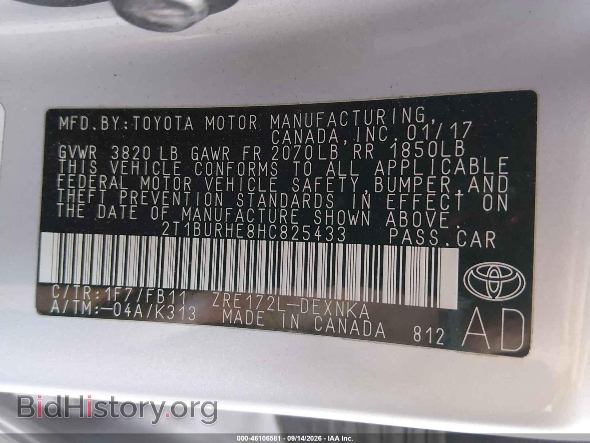 2017 TOYOTA COROLLA - VIN: 2T1BURHE8HC825433 - Photo 9