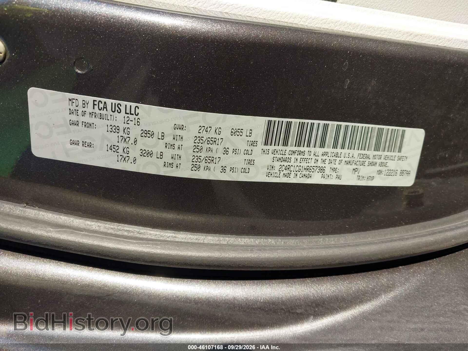 2017 CHRYSLER PACIFICA - VIN: 2C4RC1CG1HR657386 - Photo 9