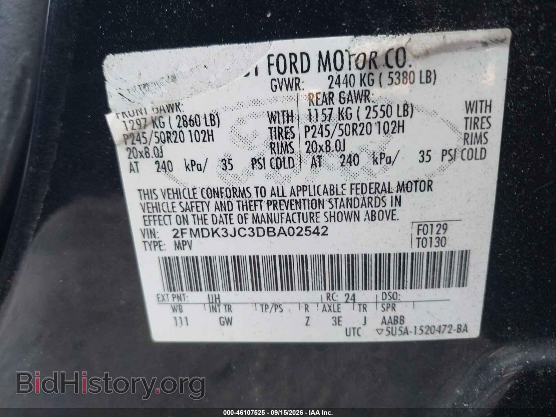 2013 FORD EDGE - VIN: 2FMDK3JC3DBA02542 - Photo 9