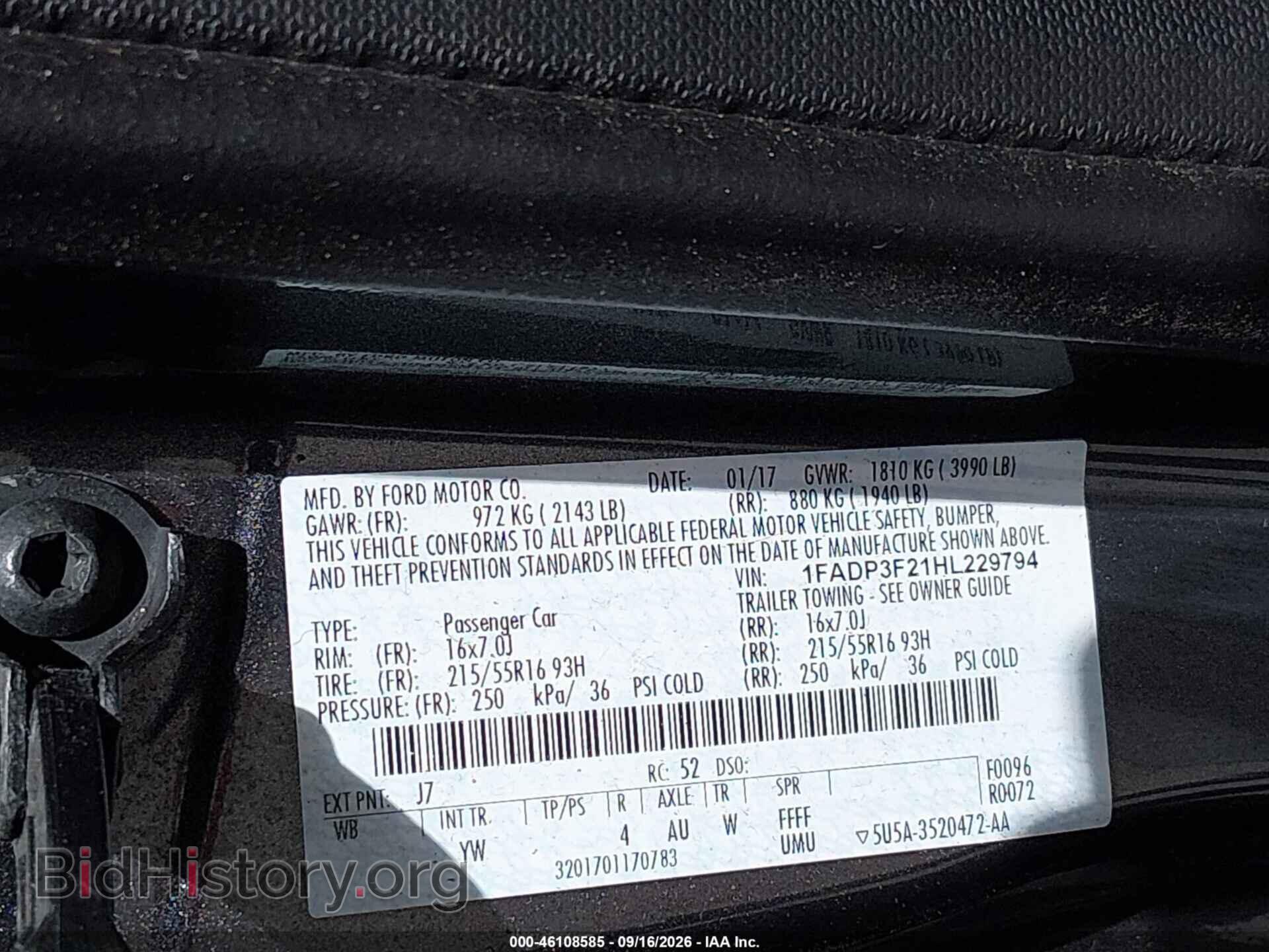 2017 FORD FOCUS - VIN: 1FADP3F21HL229794 - Фото 9