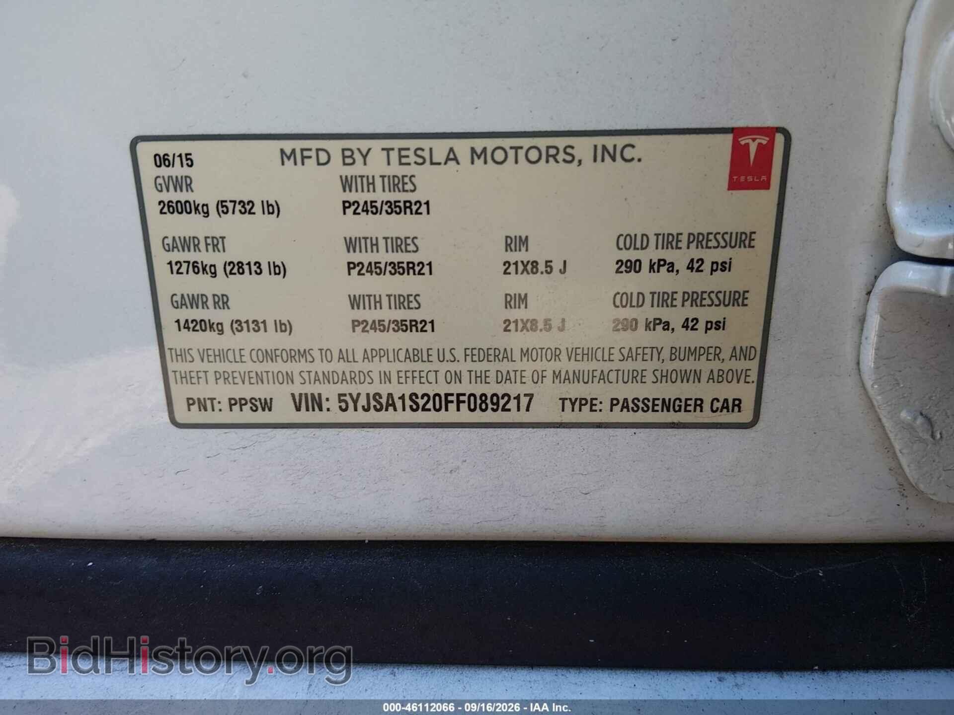 2015 TESLA MODEL S - VIN: 5YJSA1S20FF089217 - Photo 9