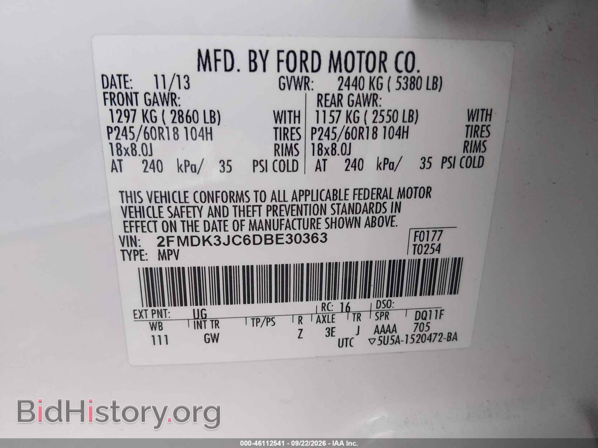 2013 FORD EDGE - VIN: 2FMDK3JC6DBE30363 - Photo 9
