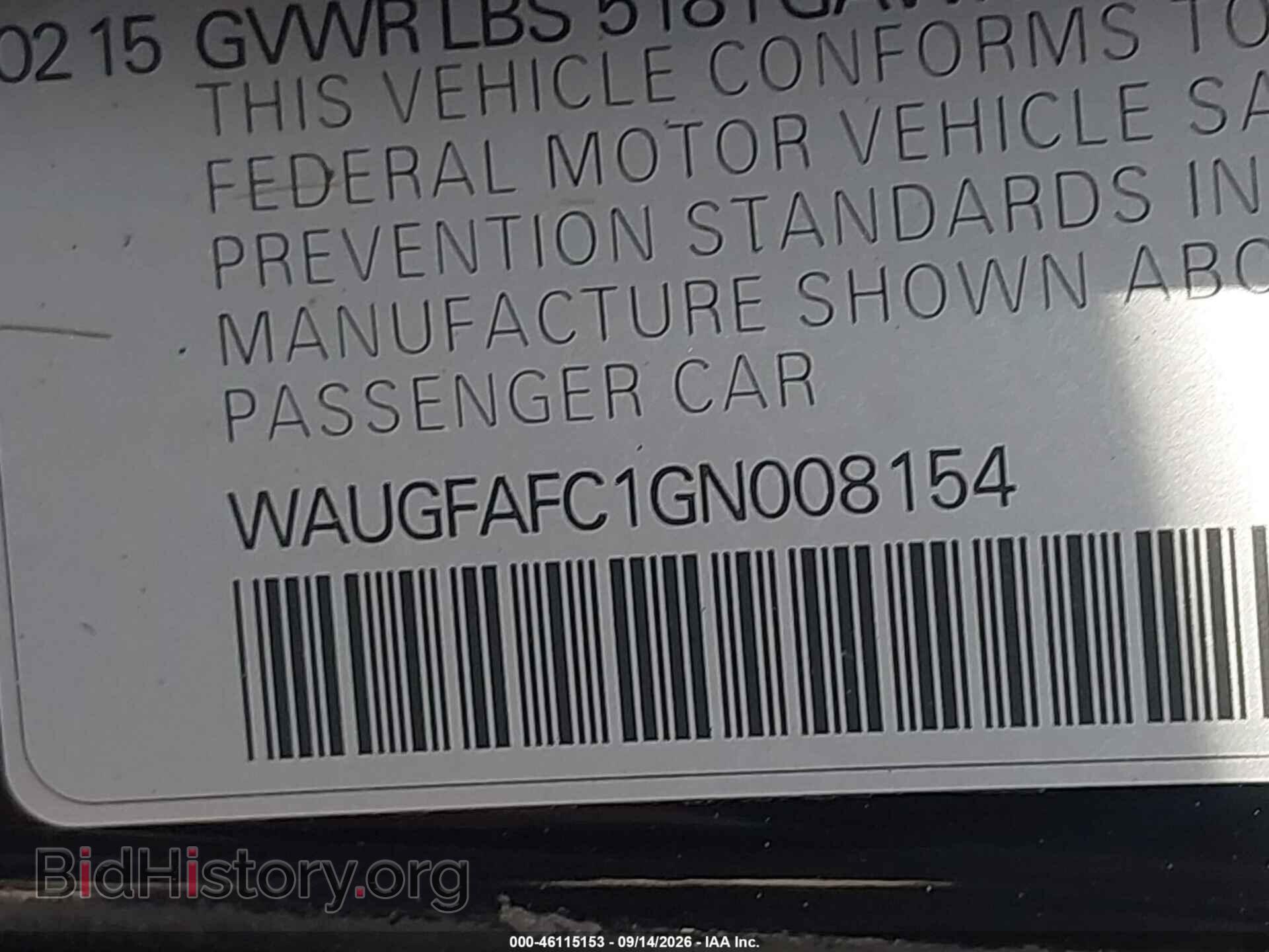 2016 AUDI A6 - VIN: WAUGFAFC1GN008154 - Фото 9