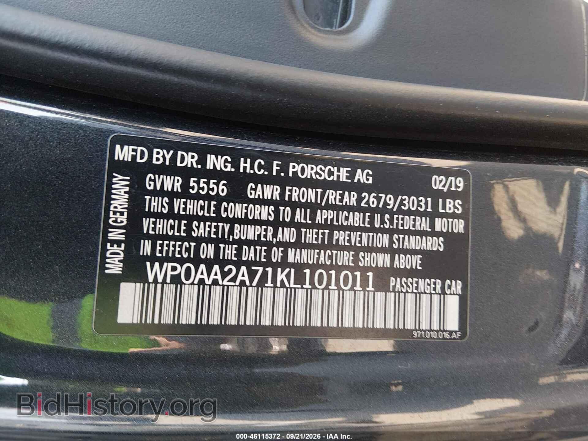 2019 PORSCHE PANAMERA - VIN: WP0AA2A71KL101011 - Фото 9