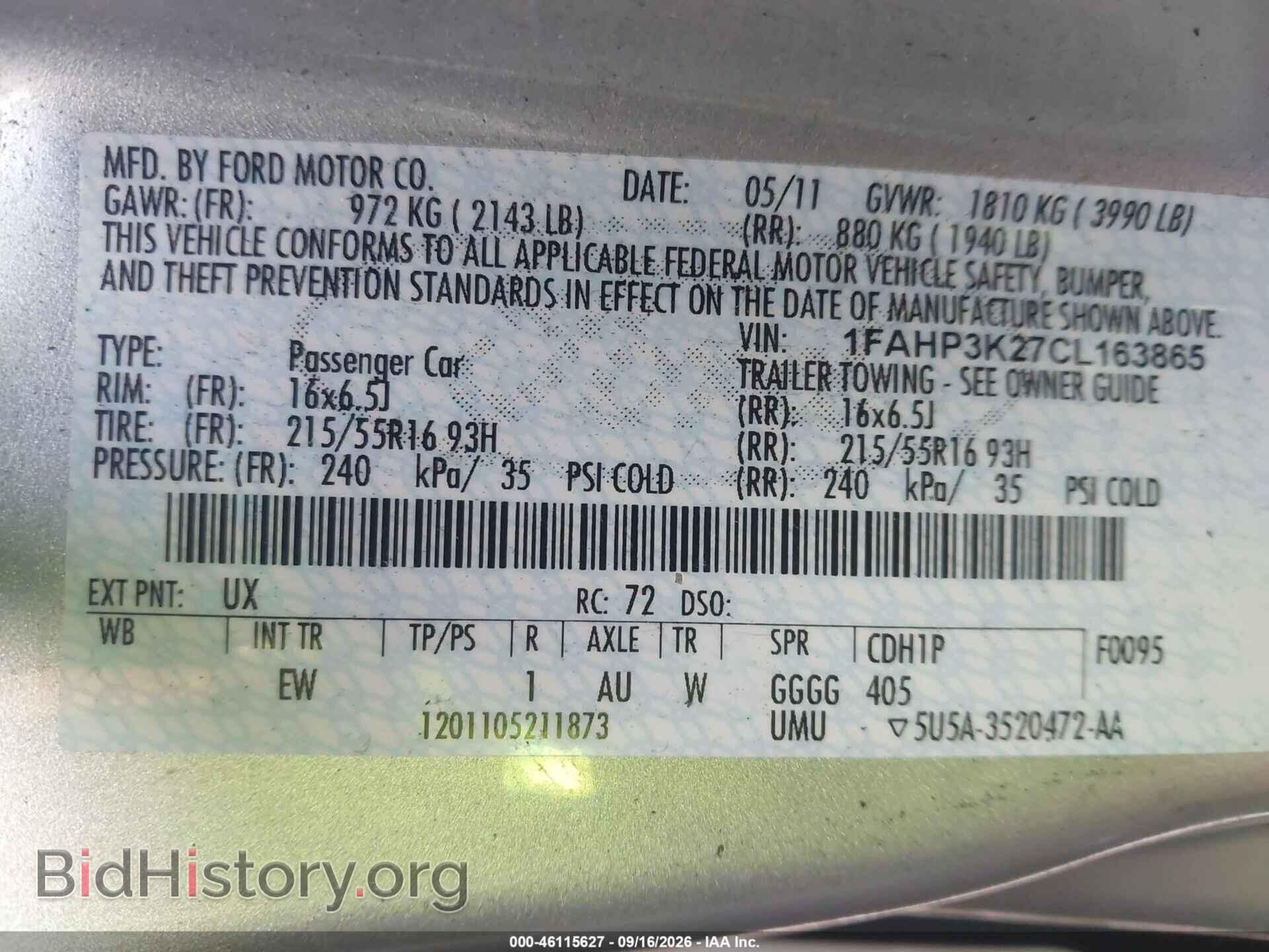 2012 FORD FOCUS - VIN: 1FAHP3K27CL163865 - Фото 9