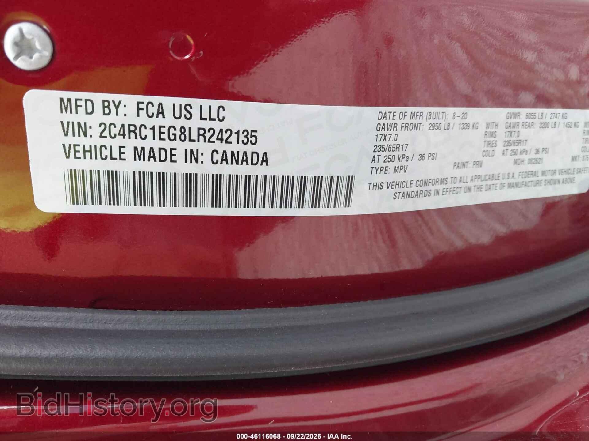 2020 CHRYSLER PACIFICA - VIN: 2C4RC1EG8LR242135 - Фото 9