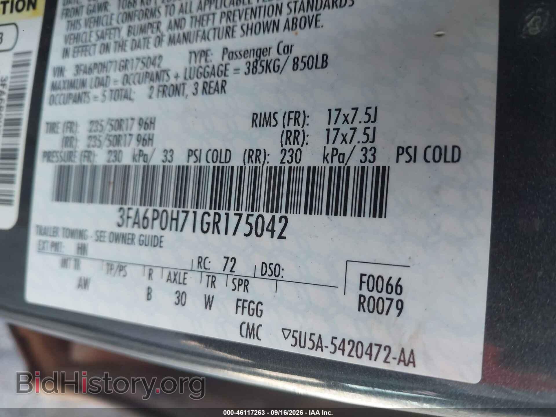 2016 FORD FUSION - VIN: 3FA6P0H71GR175042 - Фото 9