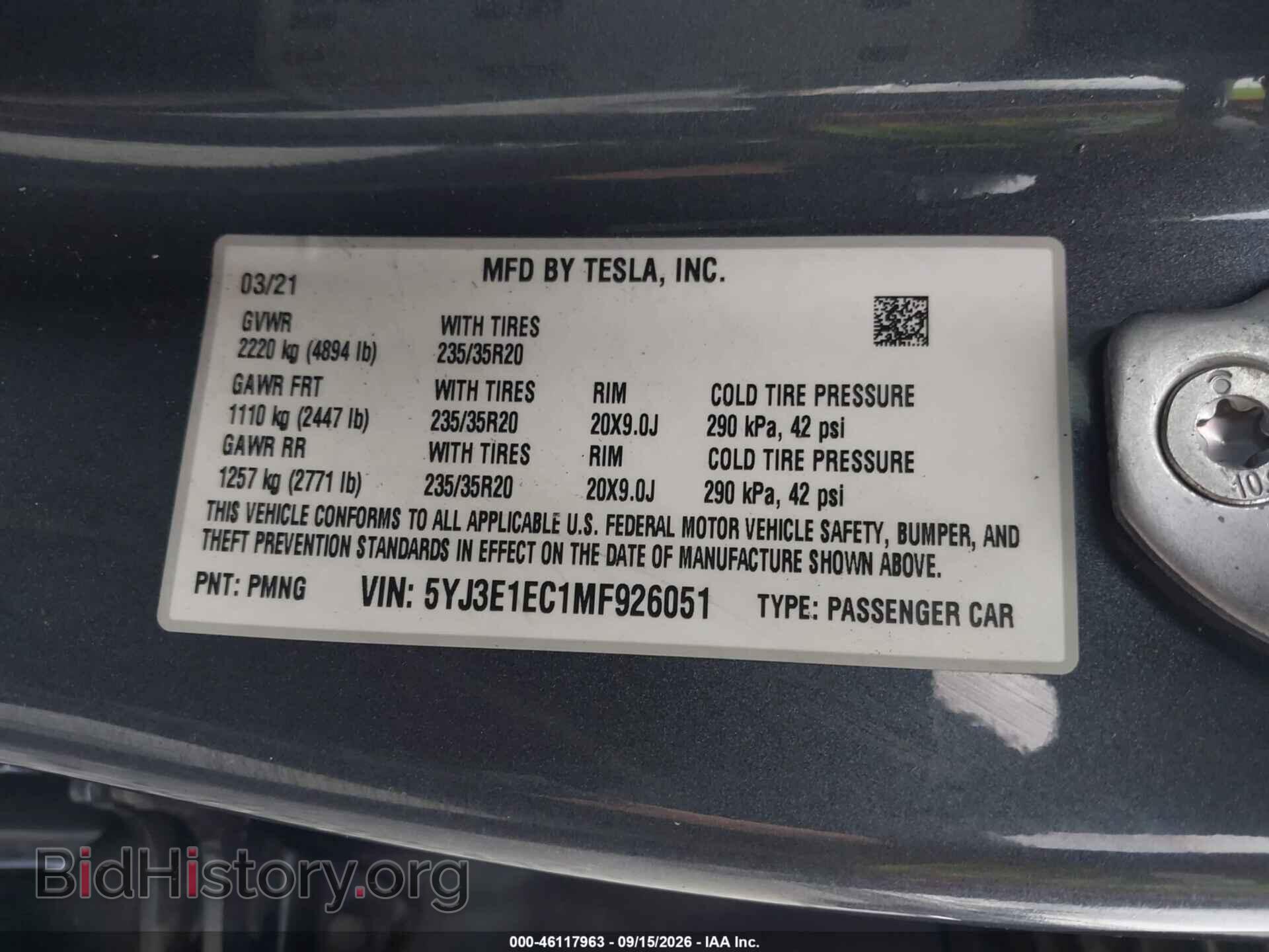 2021 TESLA MODEL 3 - VIN: 5YJ3E1EC1MF926051 - Photo 9