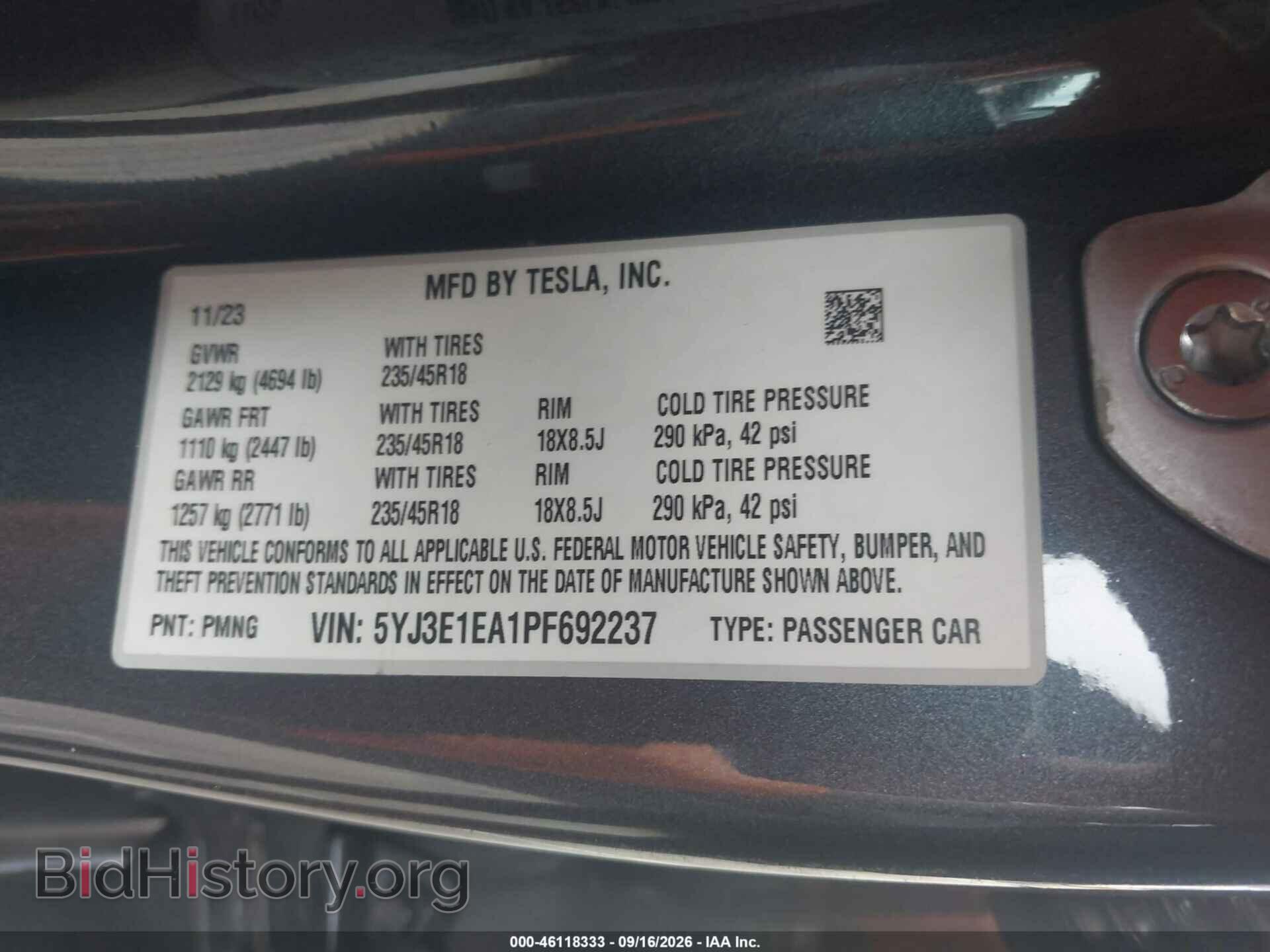 2023 TESLA MODEL 3 - VIN: 5YJ3E1EA1PF692237 - Фото 9