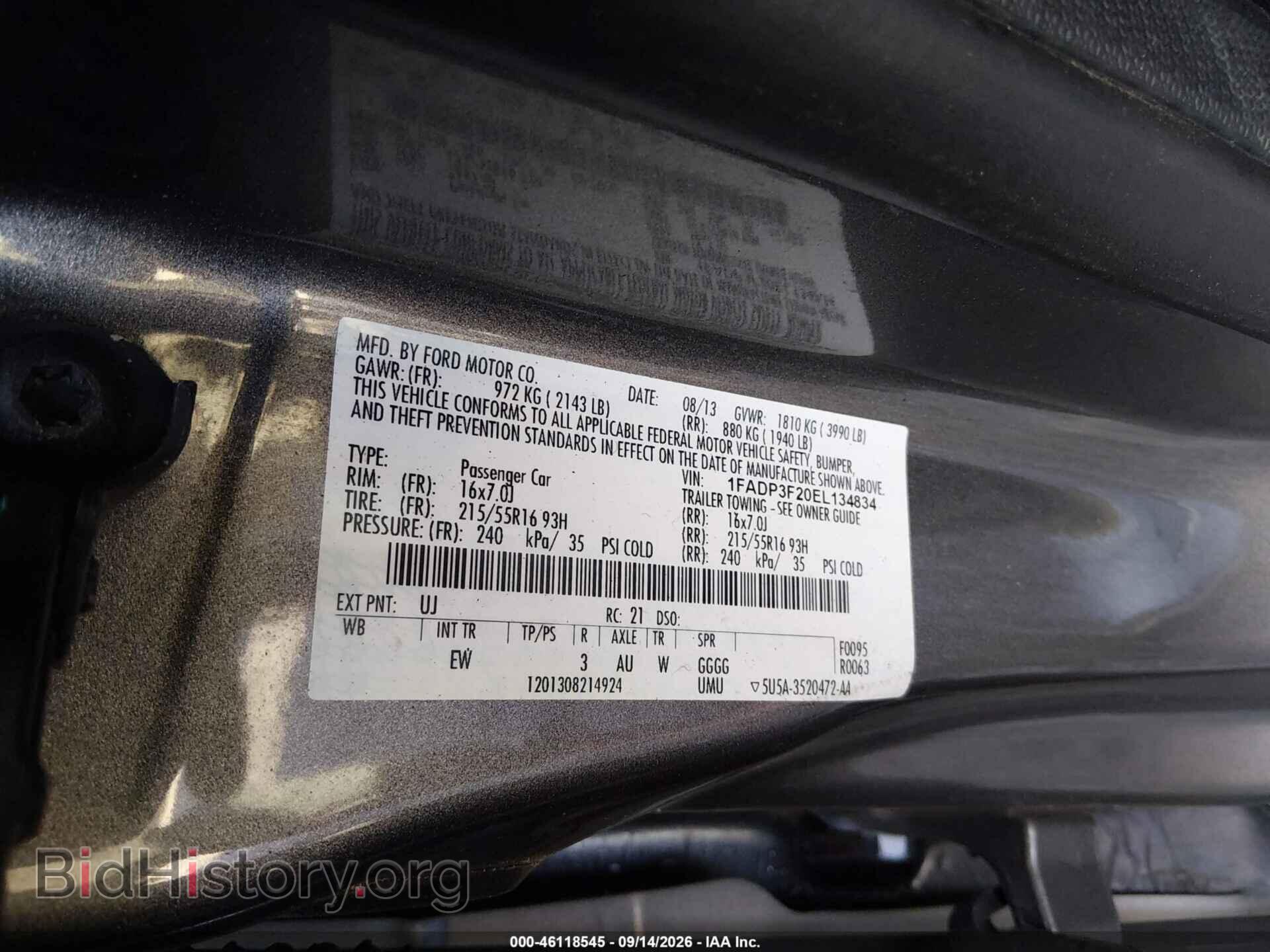 2014 FORD FOCUS - VIN: 1FADP3F20EL134834 - Photo 9