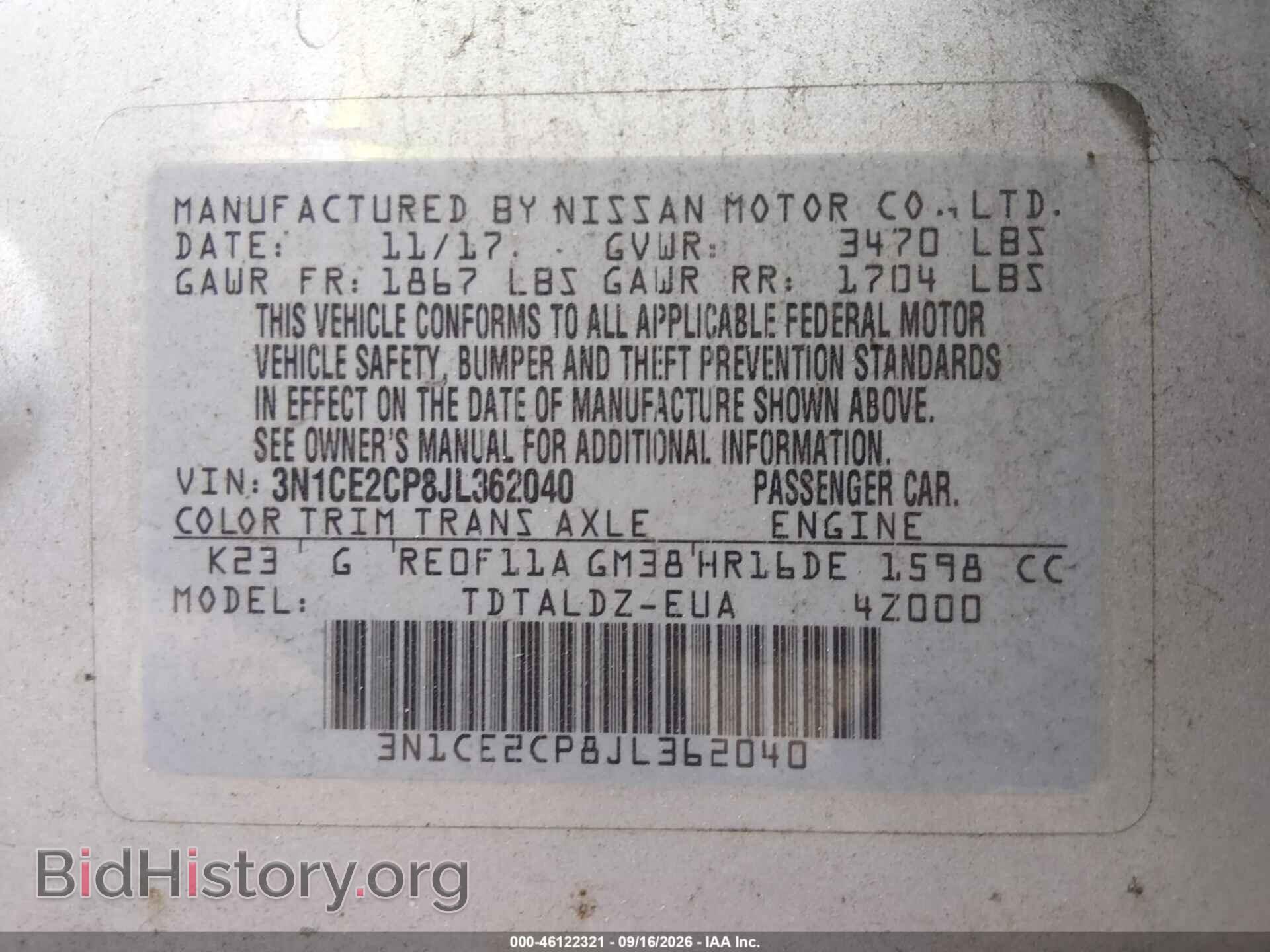 2018 NISSAN VERSA NOTE - VIN: 3N1CE2CP8JL362040 - Фото 9