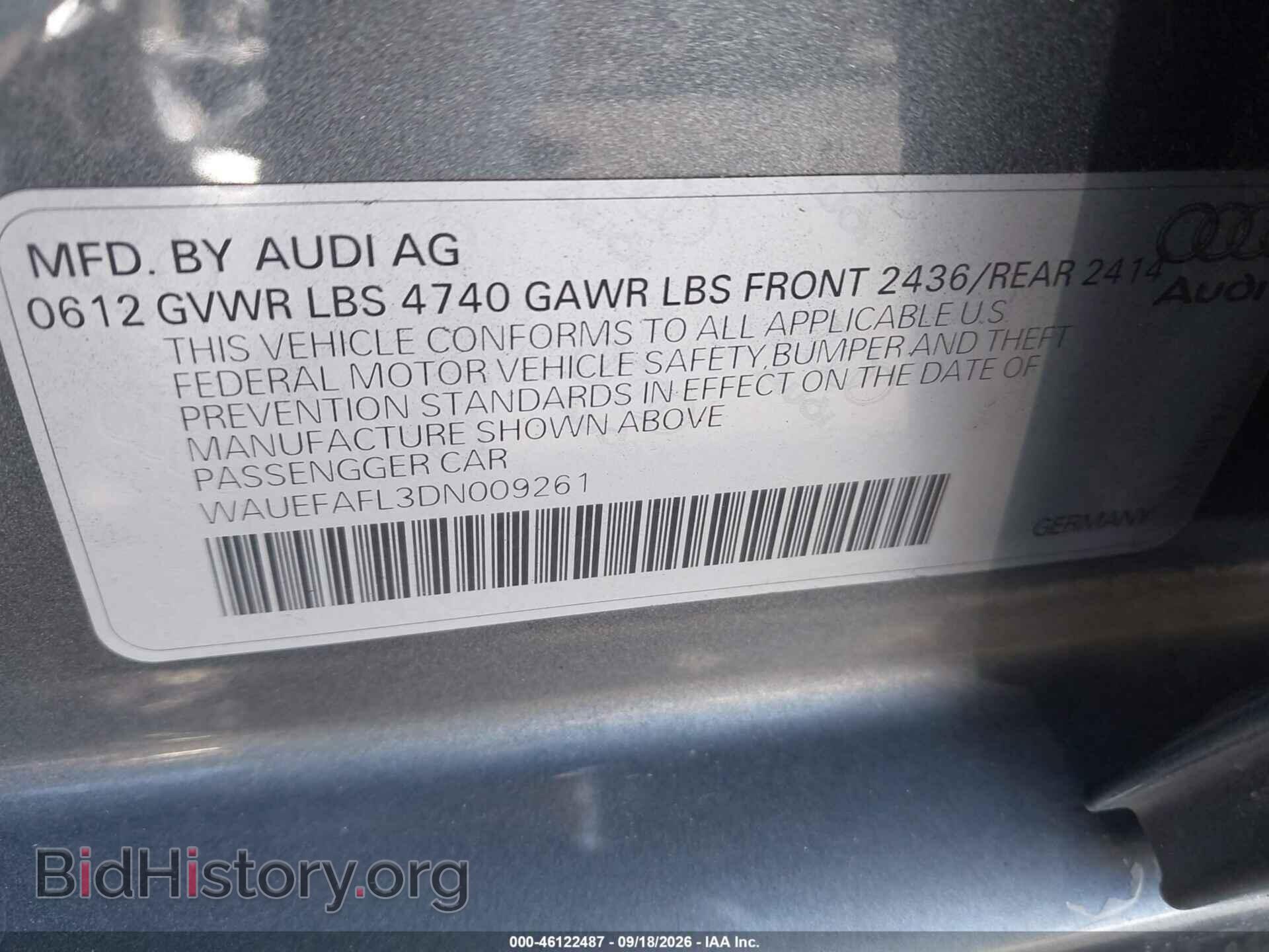 2013 AUDI A4 - VIN: WAUEFAFL3DN009261 - Фото 9