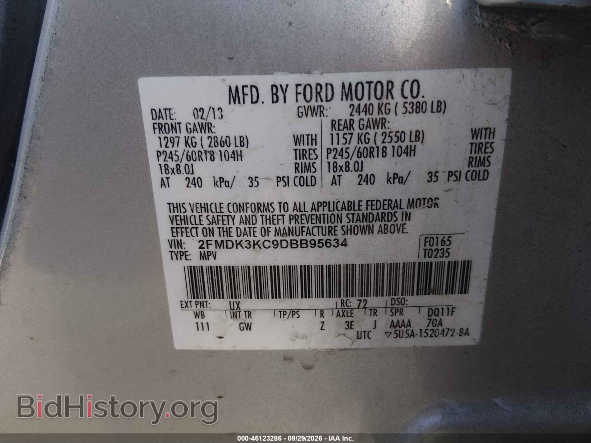 2013 FORD EDGE - VIN: 2FMDK3KC9DBB95634 - Photo 9