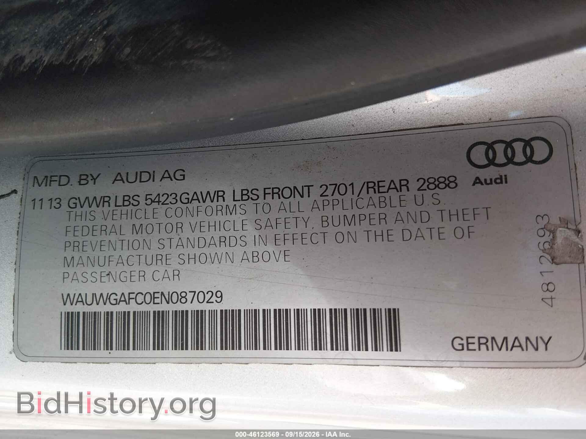 2014 AUDI A7 - VIN: WAUWGAFC0EN087029 - Photo 9