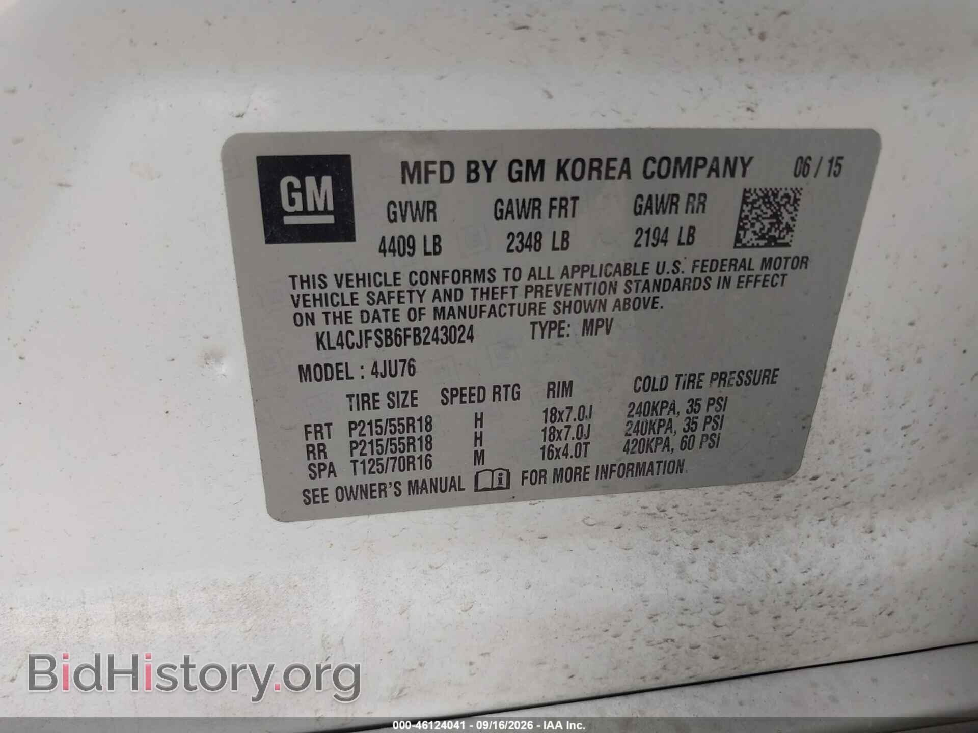 2015 BUICK ENCORE - VIN: KL4CJFSB6FB243024 - Photo 9