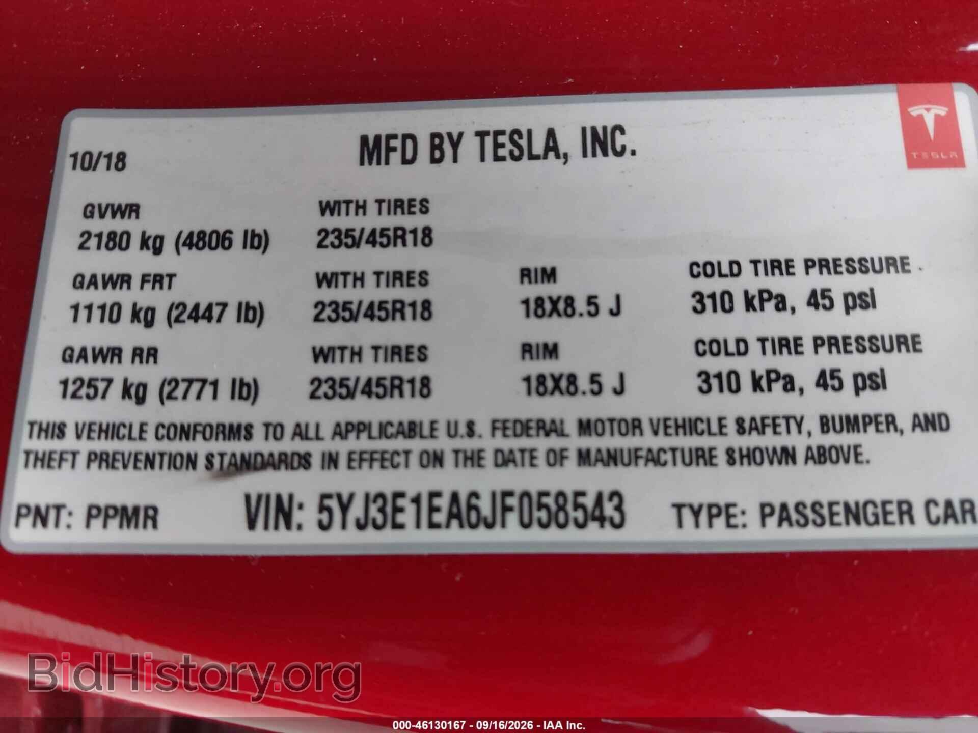 2018 TESLA MODEL 3 - VIN: 5YJ3E1EA6JF058543 - Photo 9