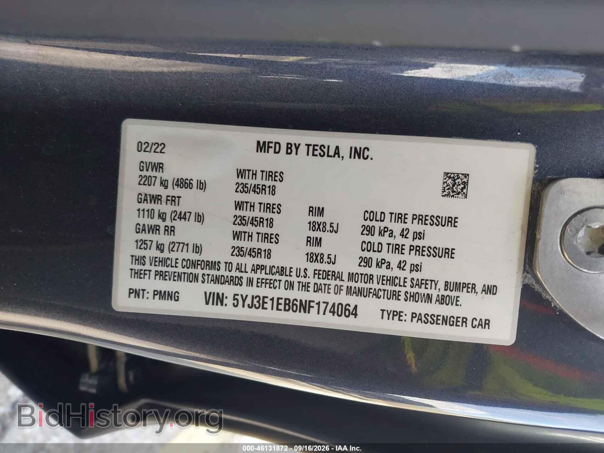 2022 TESLA MODEL 3 - VIN: 5YJ3E1EB6NF174064 - Photo 9
