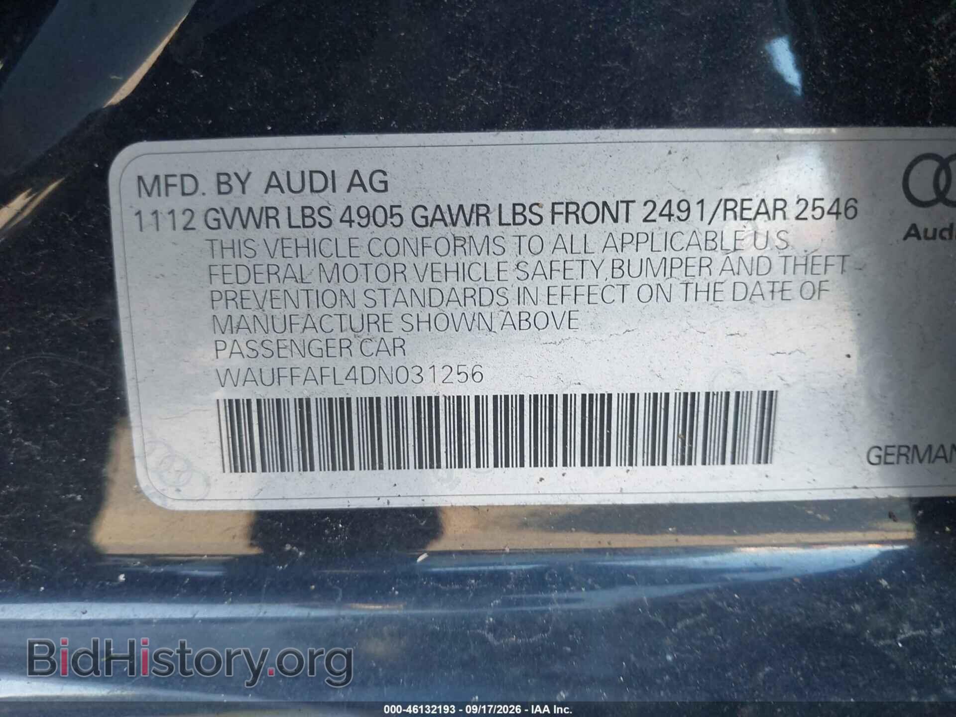 2013 AUDI A4 - VIN: WAUFFAFL4DN031256 - Photo 9