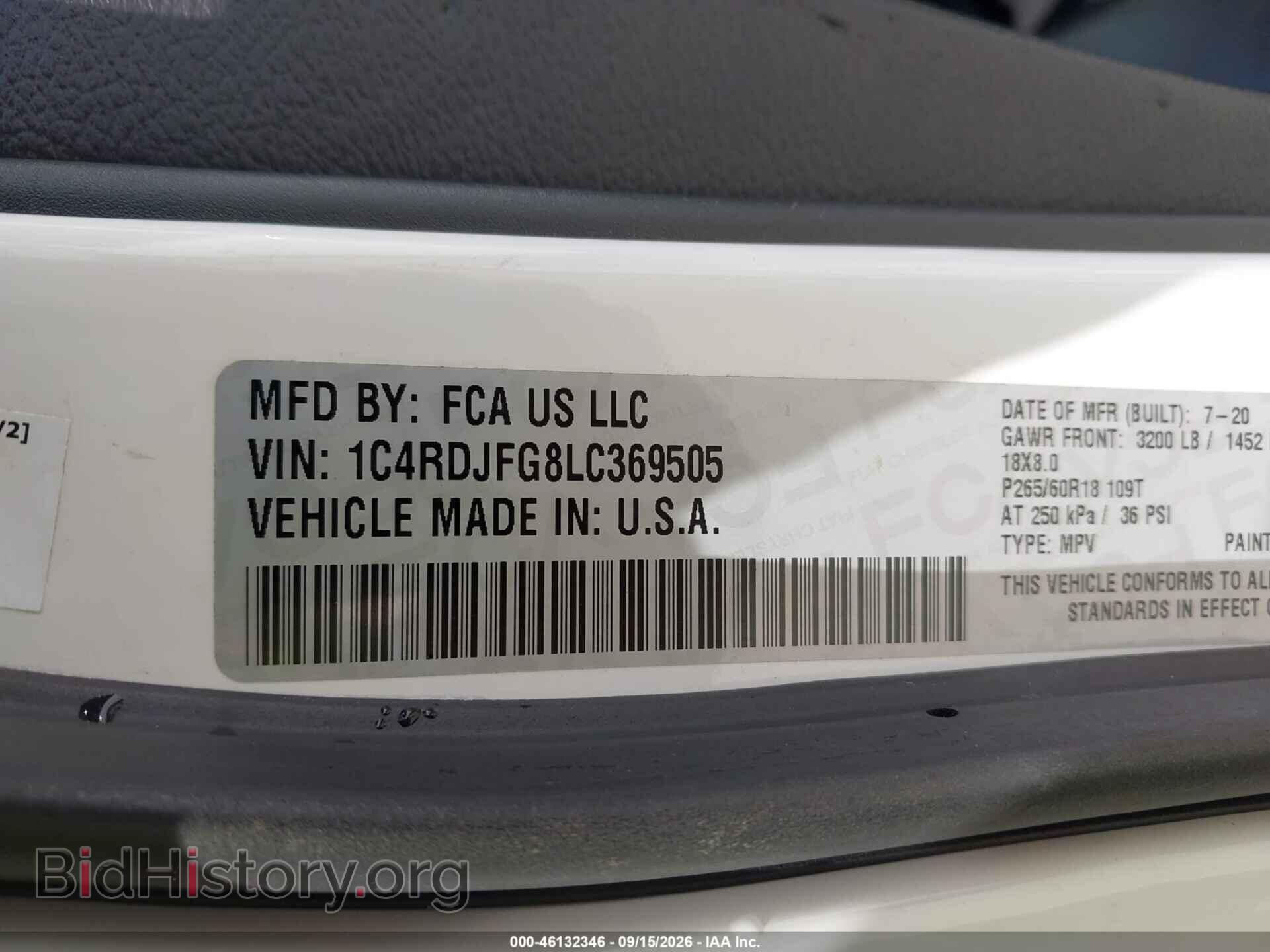 2020 DODGE DURANGO - VIN: 1C4RDJFG8LC369505 - Фото 9
