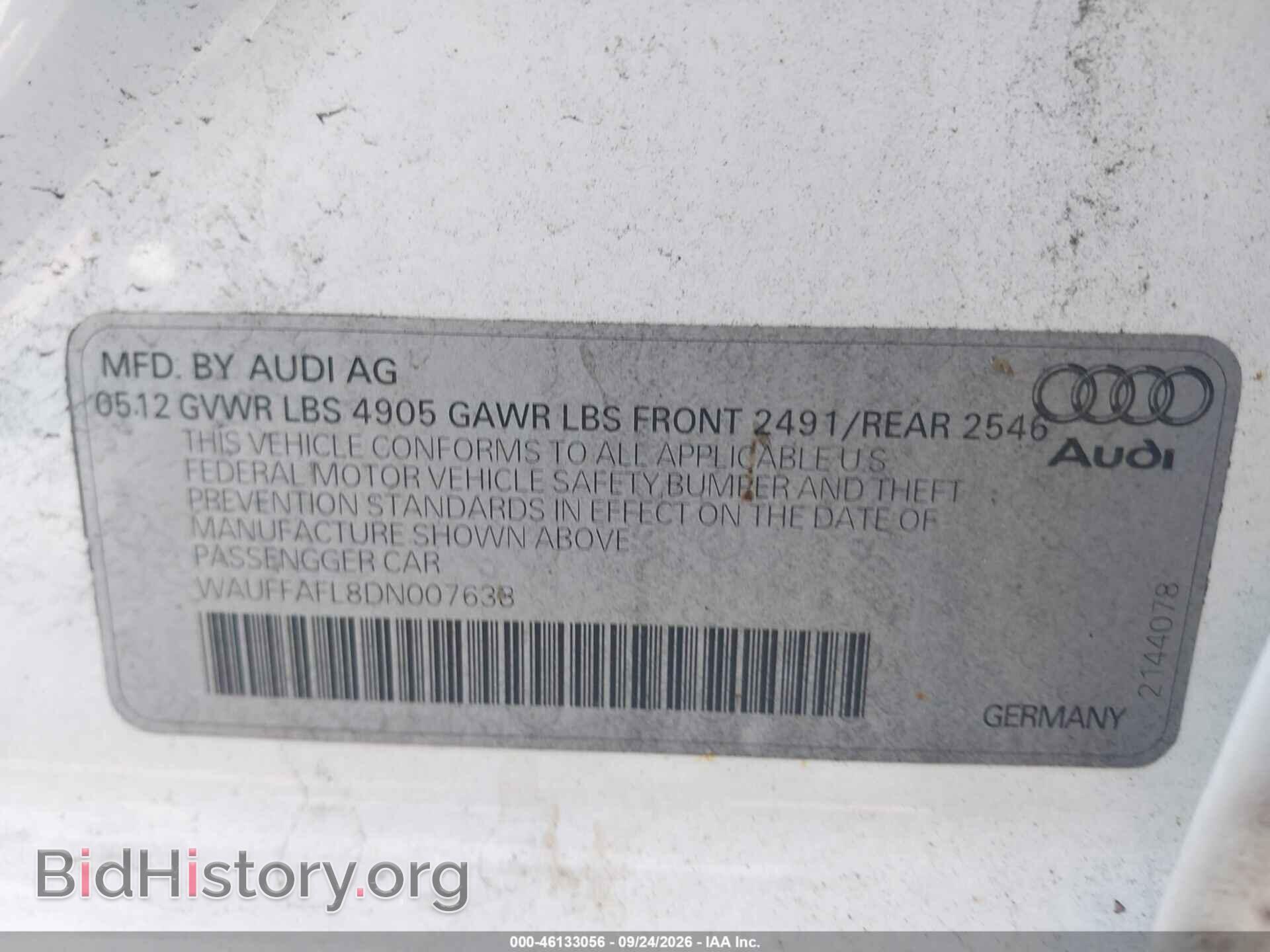 2013 AUDI A4 - VIN: WAUFFAFL8DN007638 - Photo 9