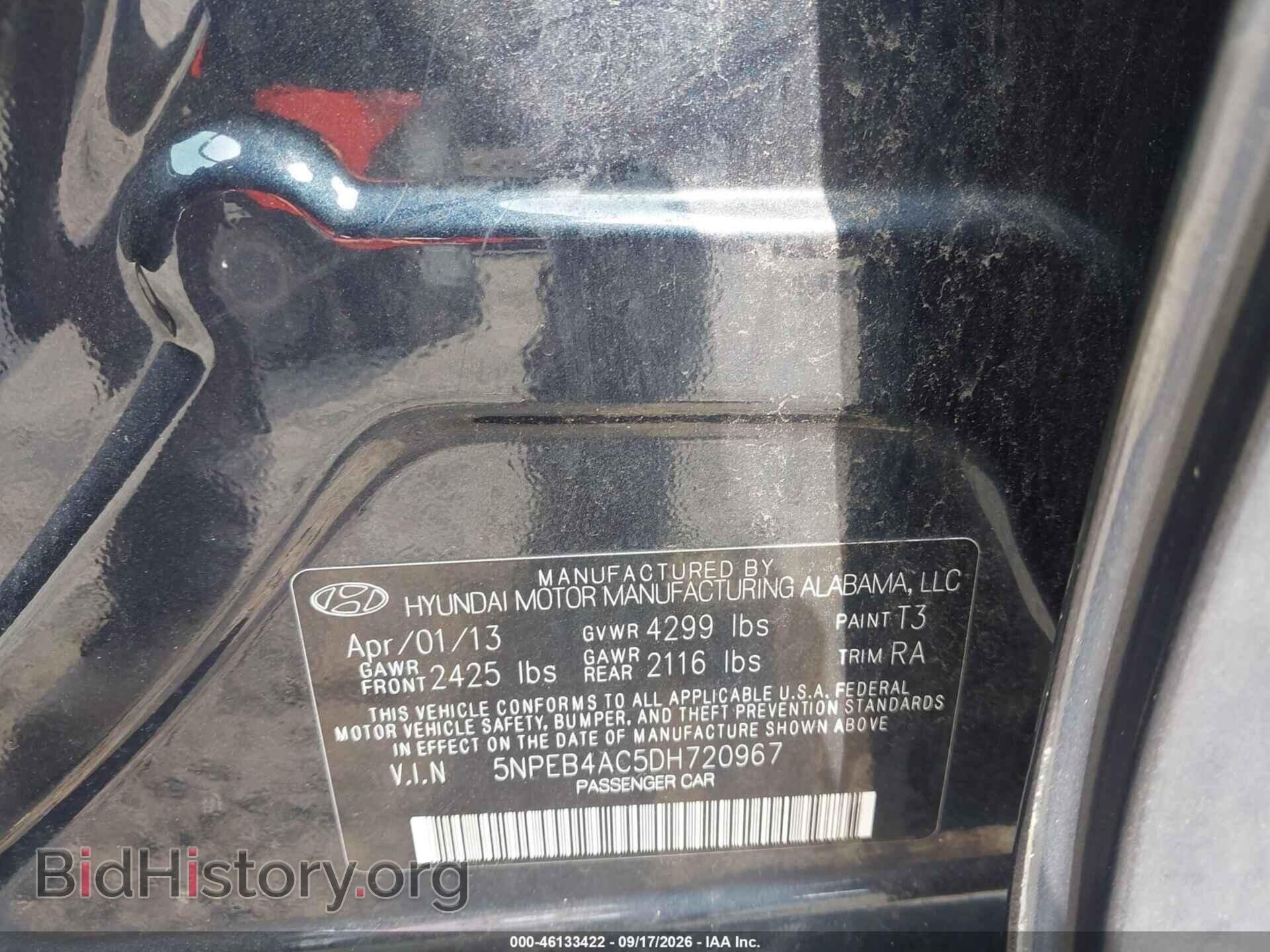 2013 HYUNDAI SONATA - VIN: 5NPEB4AC5DH720967 - Photo 9
