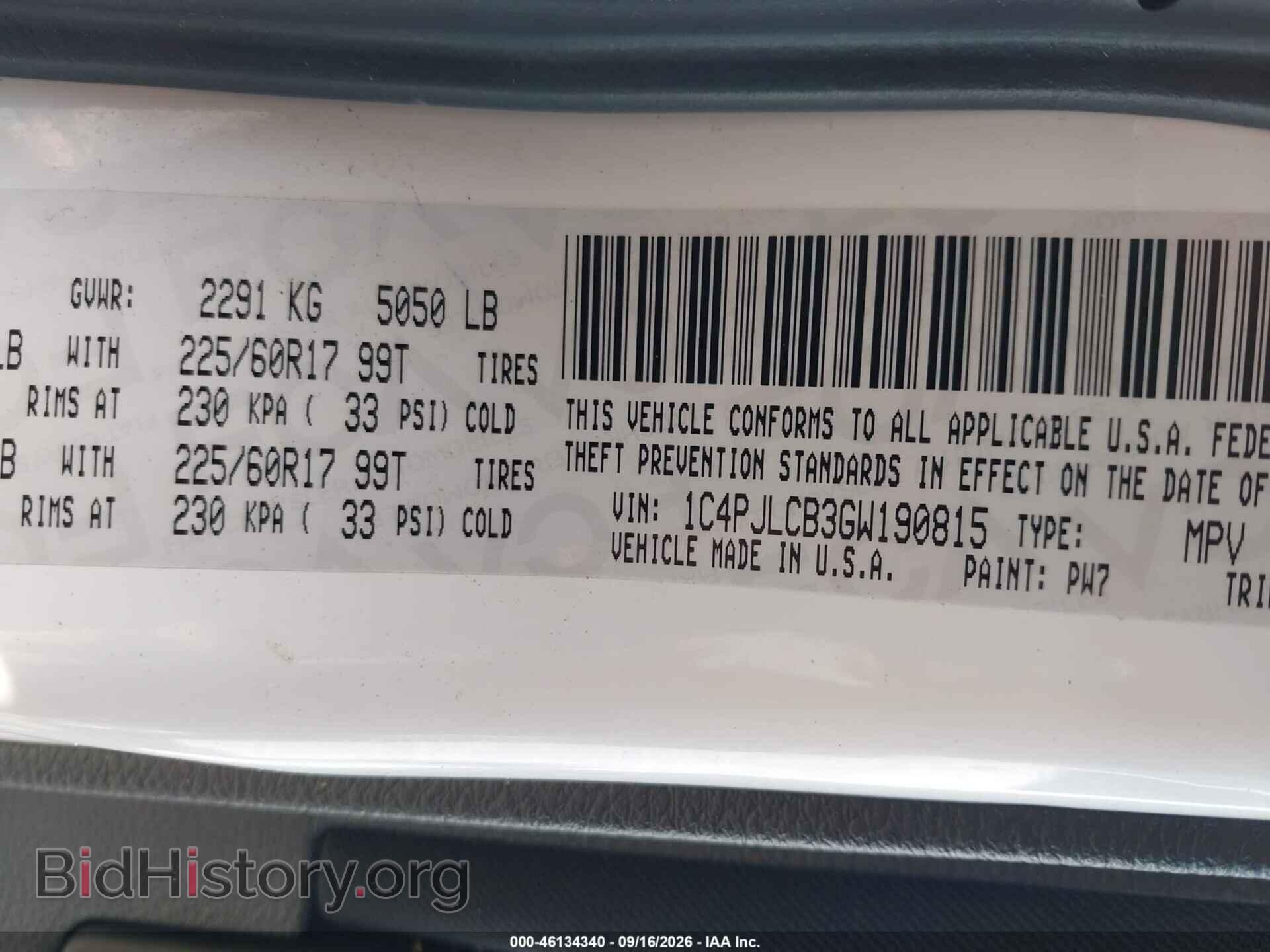 2016 JEEP CHEROKEE - VIN: 1C4PJLCB3GW190815 - Photo 9