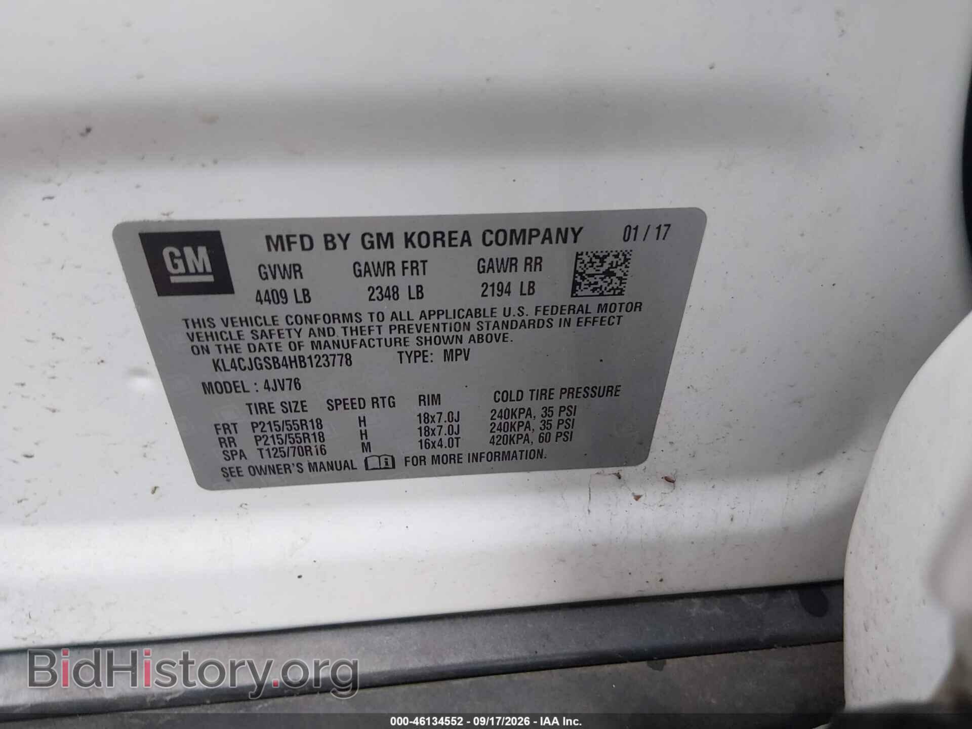 2017 BUICK ENCORE - VIN: KL4CJGSB4HB123778 - Фото 9