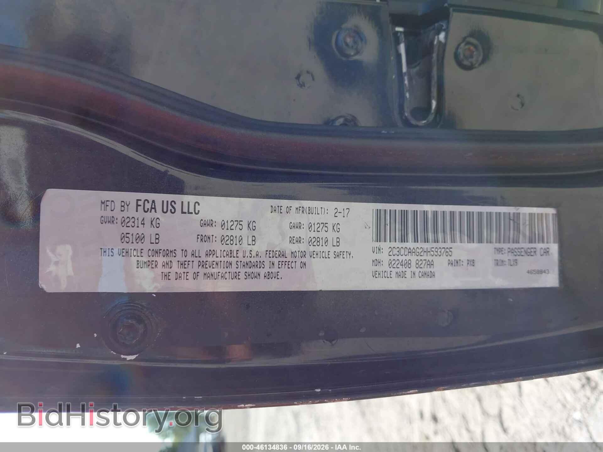 2017 CHRYSLER 300 - VIN: 2C3CCAAG2HH593765 - Фото 9