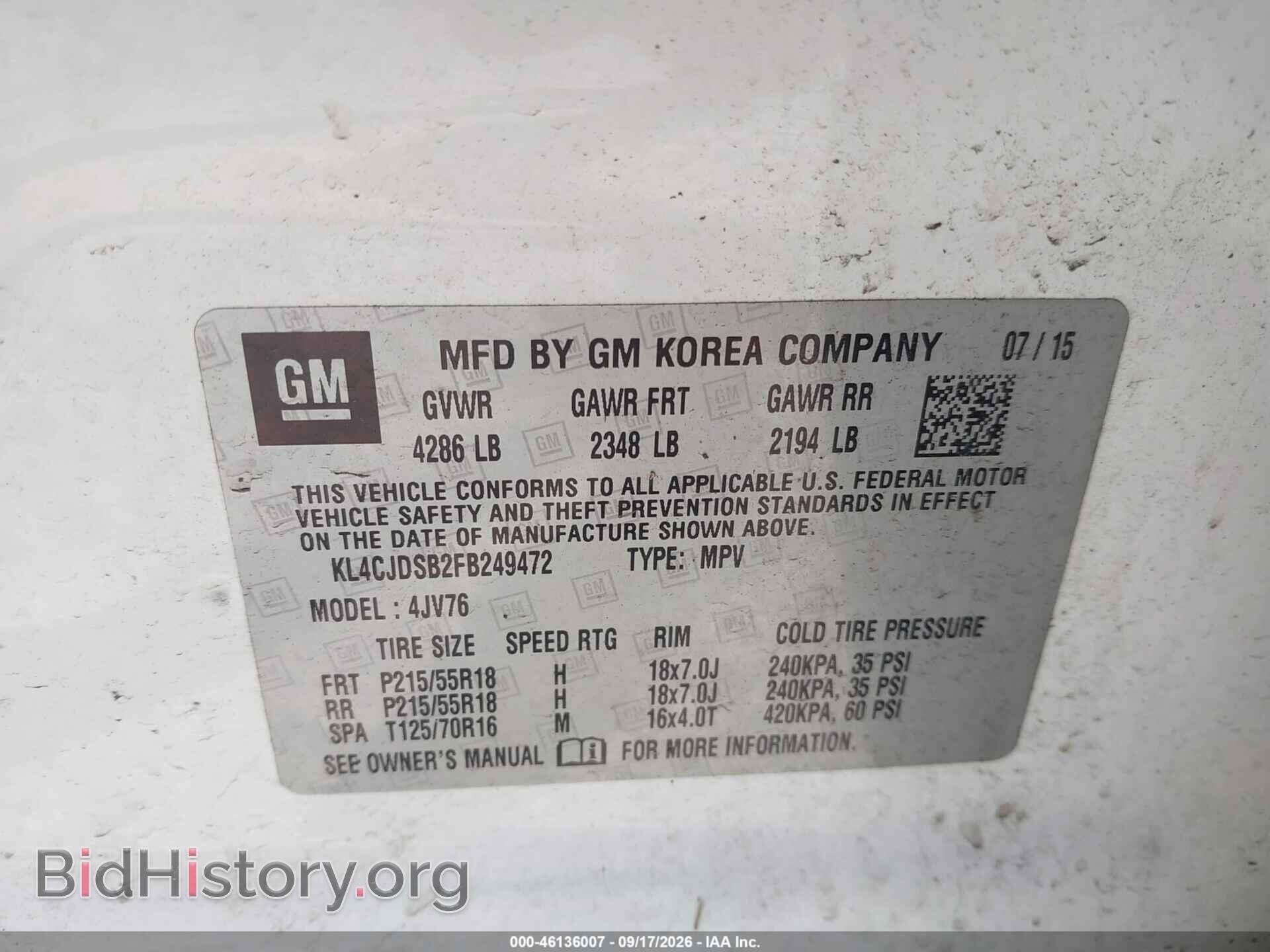 2015 BUICK ENCORE - VIN: KL4CJDSB2FB249472 - Photo 9