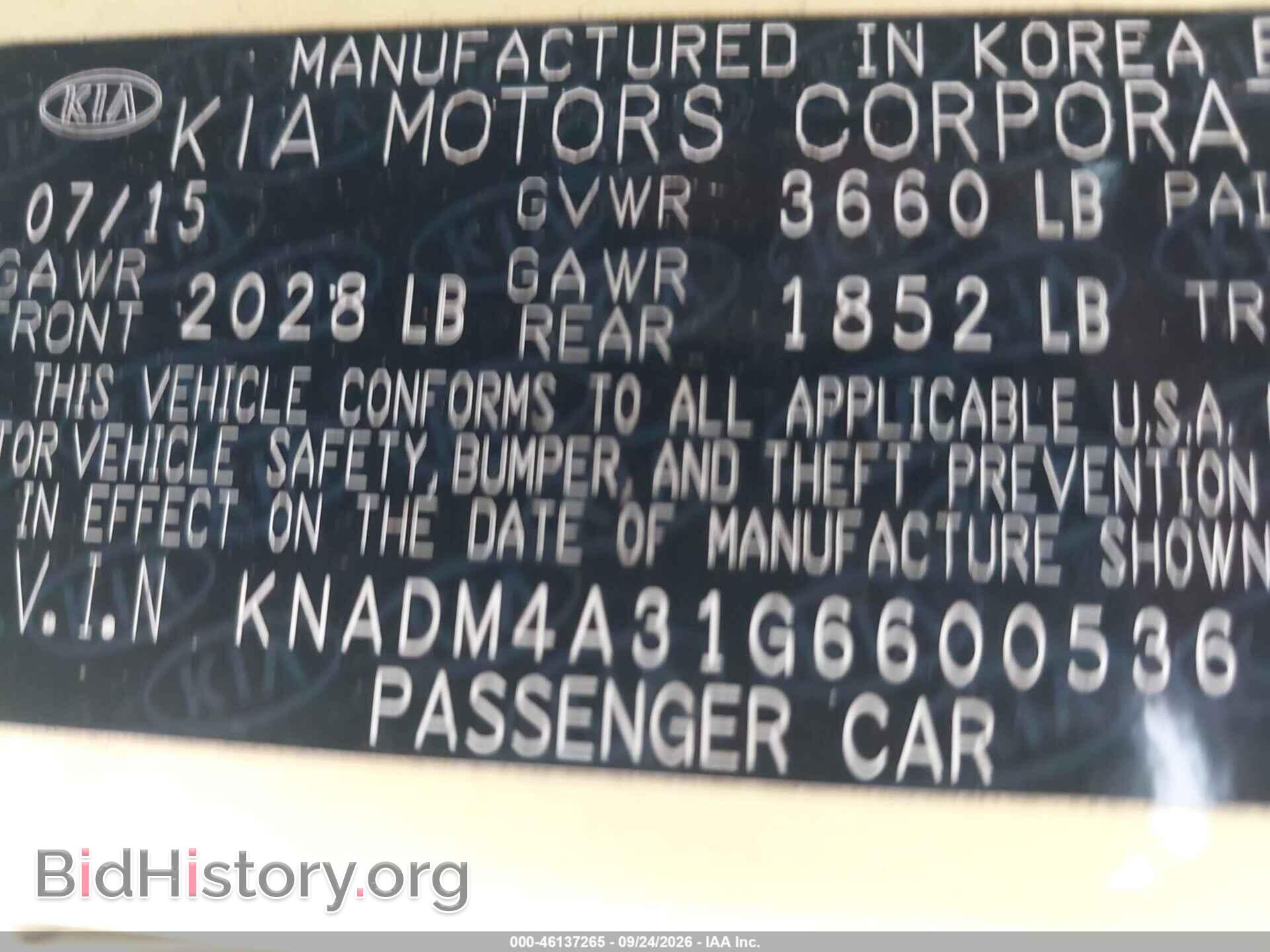 2016 KIA RIO - VIN: KNADM4A31G6600536 - Photo 9