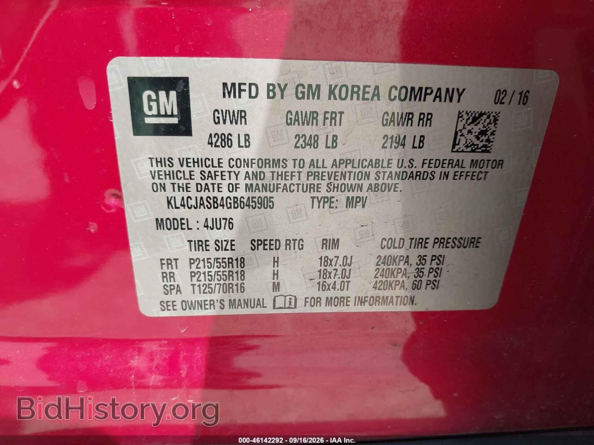 2016 BUICK ENCORE - VIN: KL4CJASB4GB645905 - Photo 9