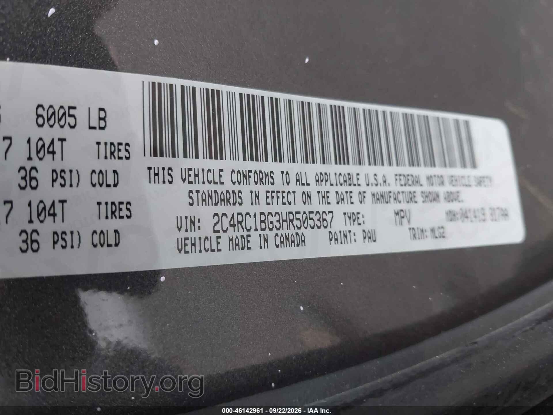2017 CHRYSLER PACIFICA - VIN: 2C4RC1BG3HR505367 - Photo 9