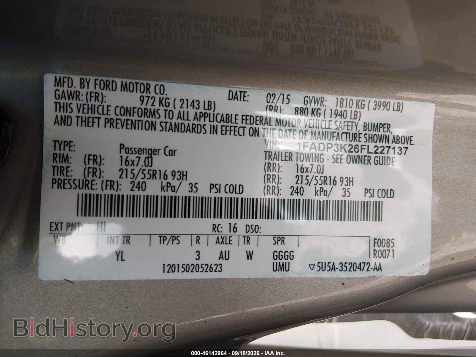 2015 FORD FOCUS - VIN: 1FADP3K26FL227137 - Фото 9