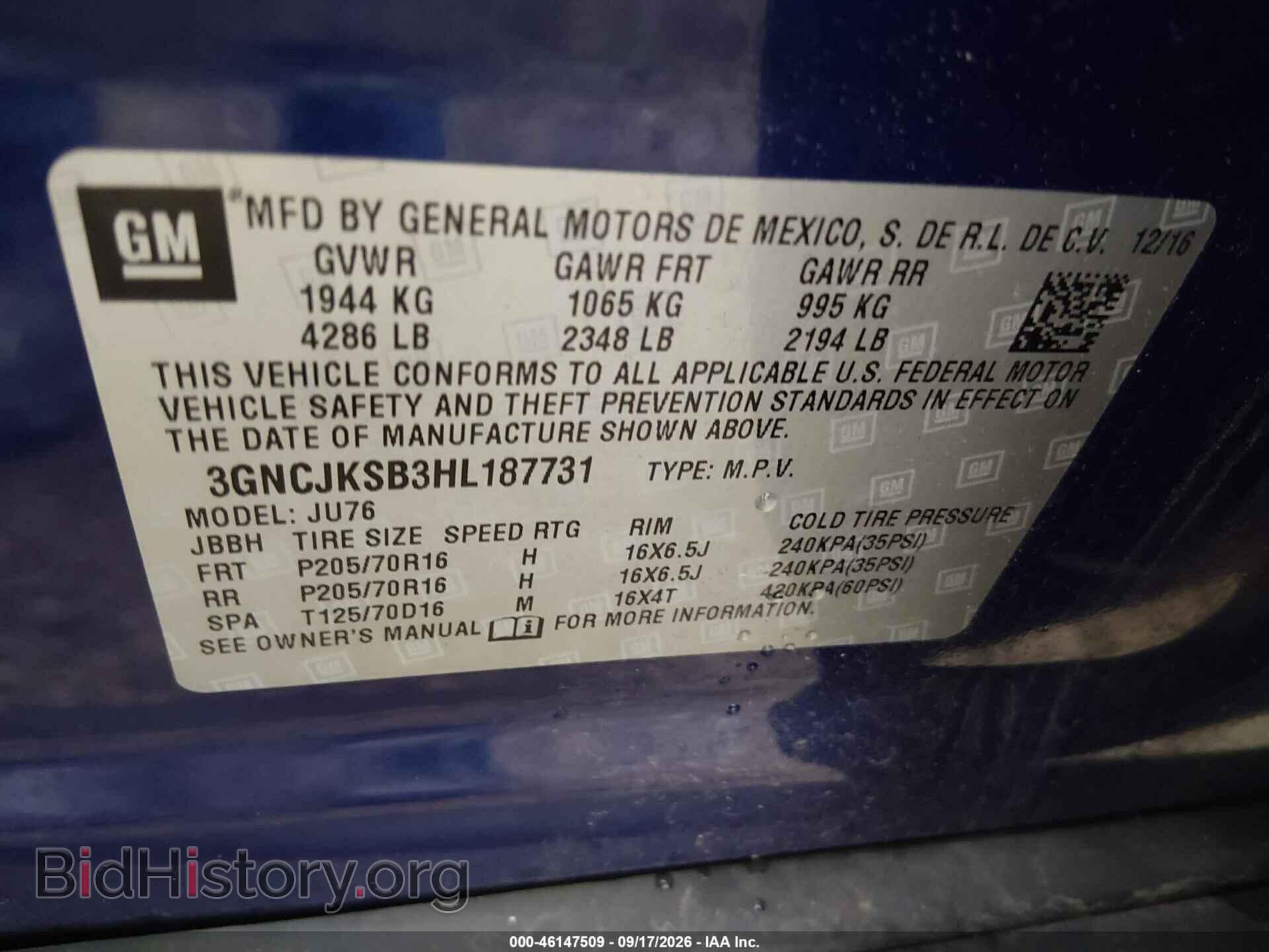 2017 CHEVROLET TRAX - VIN: 3GNCJKSB3HL187731 - Photo 9