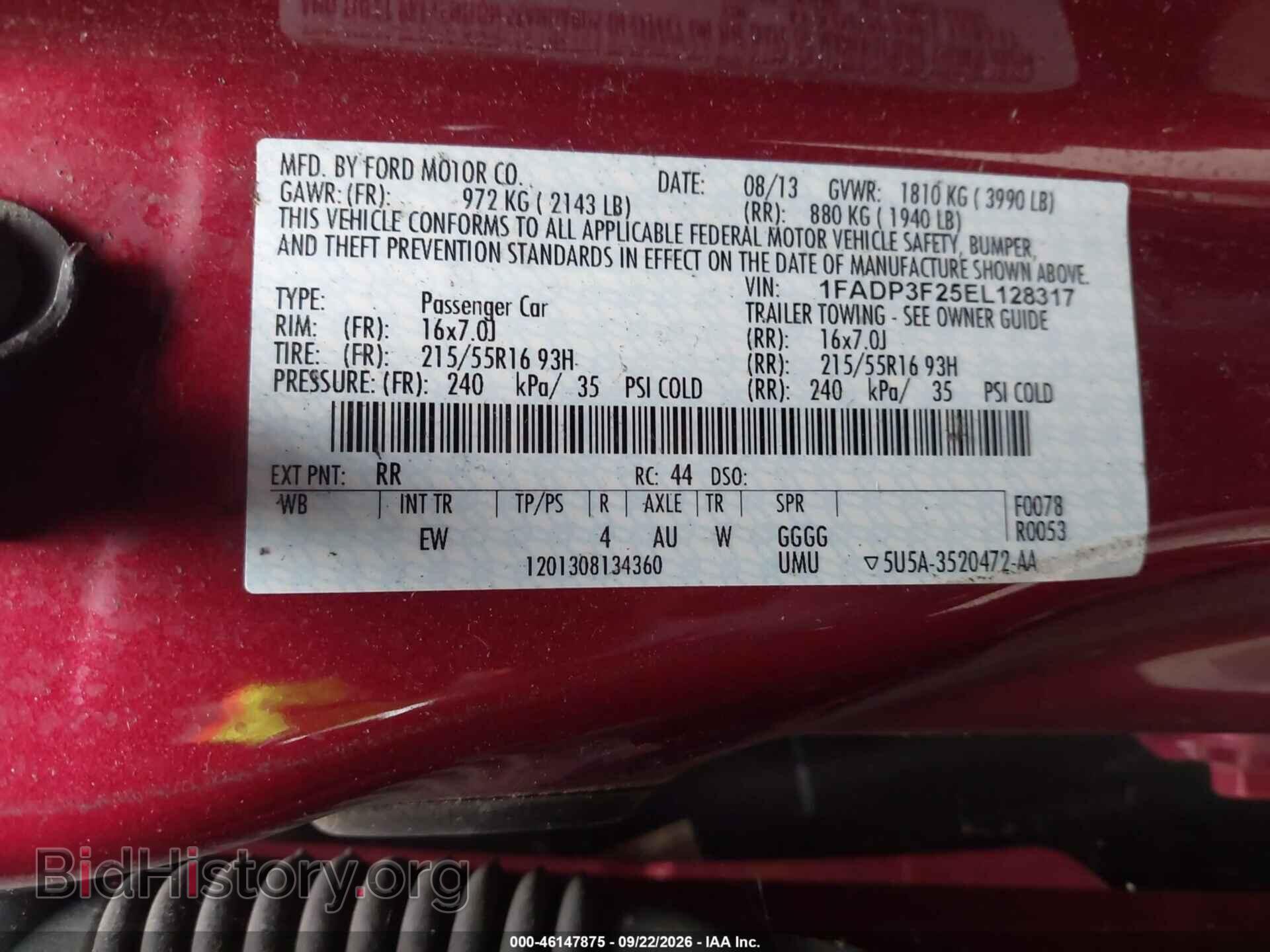 2014 FORD FOCUS - VIN: 1FADP3F25EL128317 - Фото 9