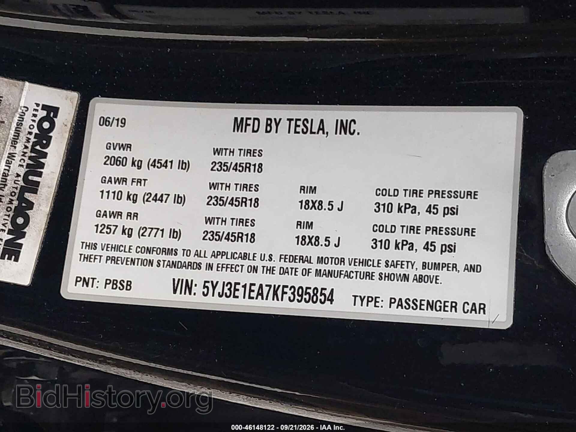 2019 TESLA MODEL 3 - VIN: 5YJ3E1EA7KF395854 - Photo 9