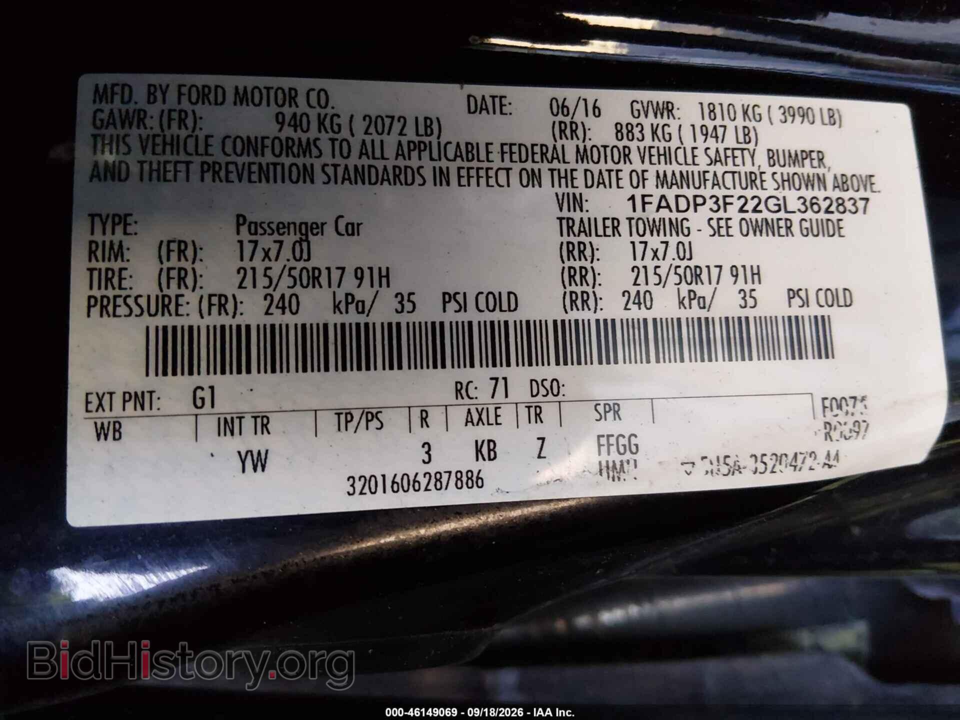 2016 FORD FOCUS - VIN: 1FADP3F22GL362837 - Фото 9