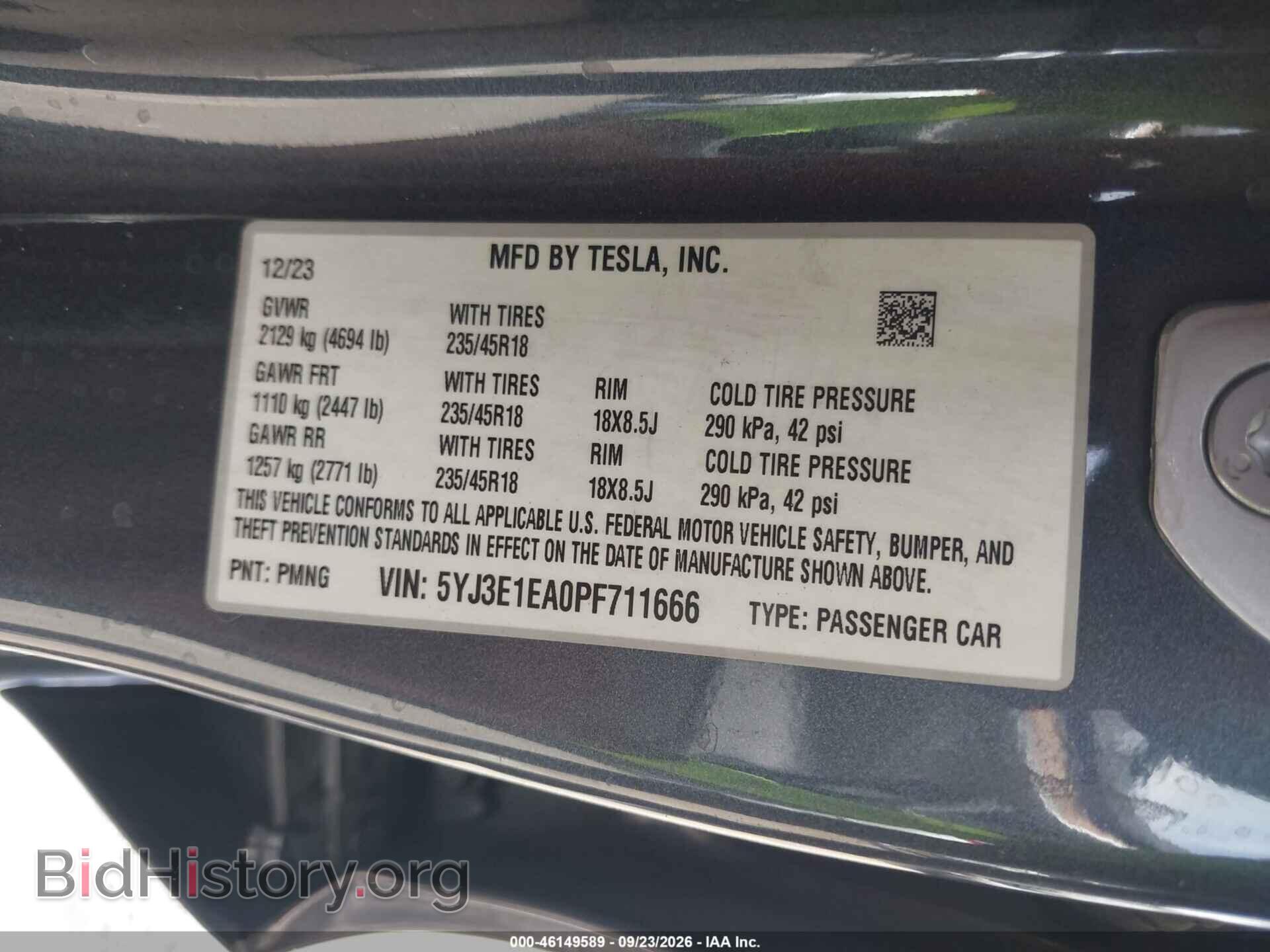 2023 TESLA MODEL 3 - VIN: 5YJ3E1EA0PF711666 - Photo 9