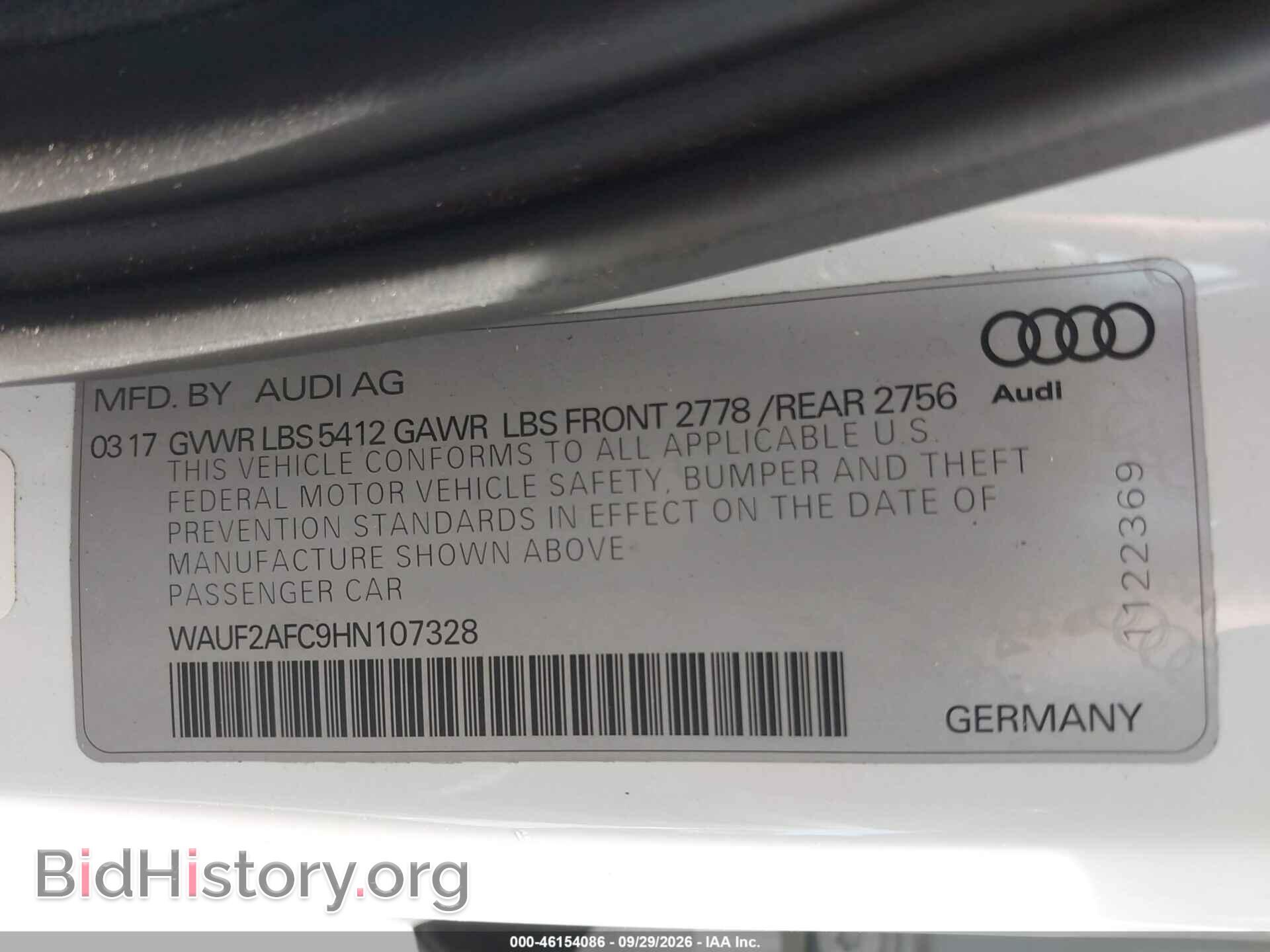 2017 AUDI A6 - VIN: WAUF2AFC9HN107328 - Фото 9