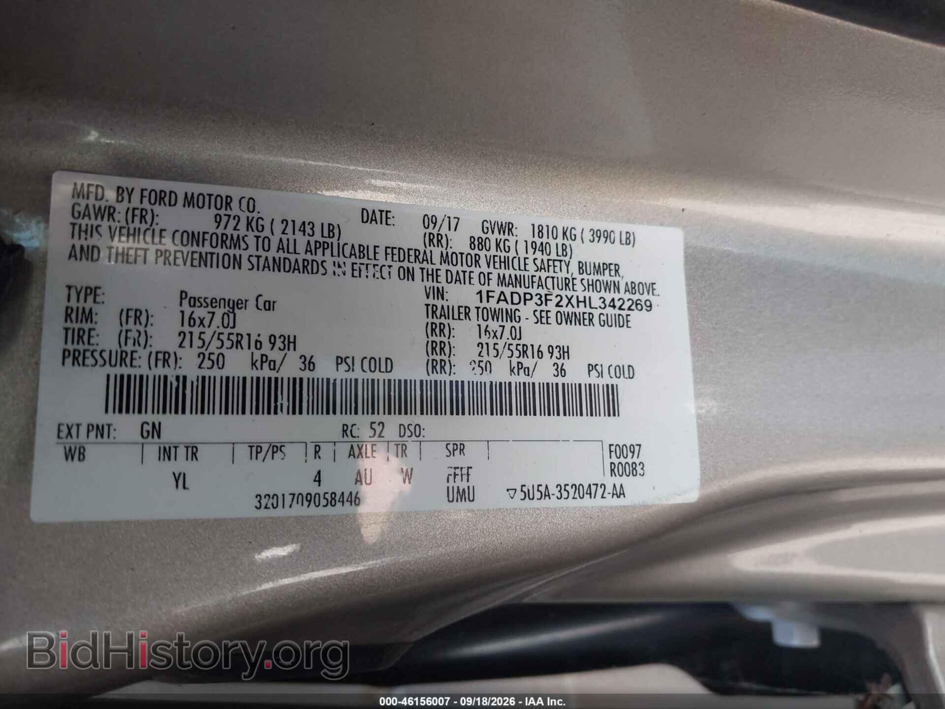 2017 FORD FOCUS - VIN: 1FADP3F2XHL342269 - Фото 9