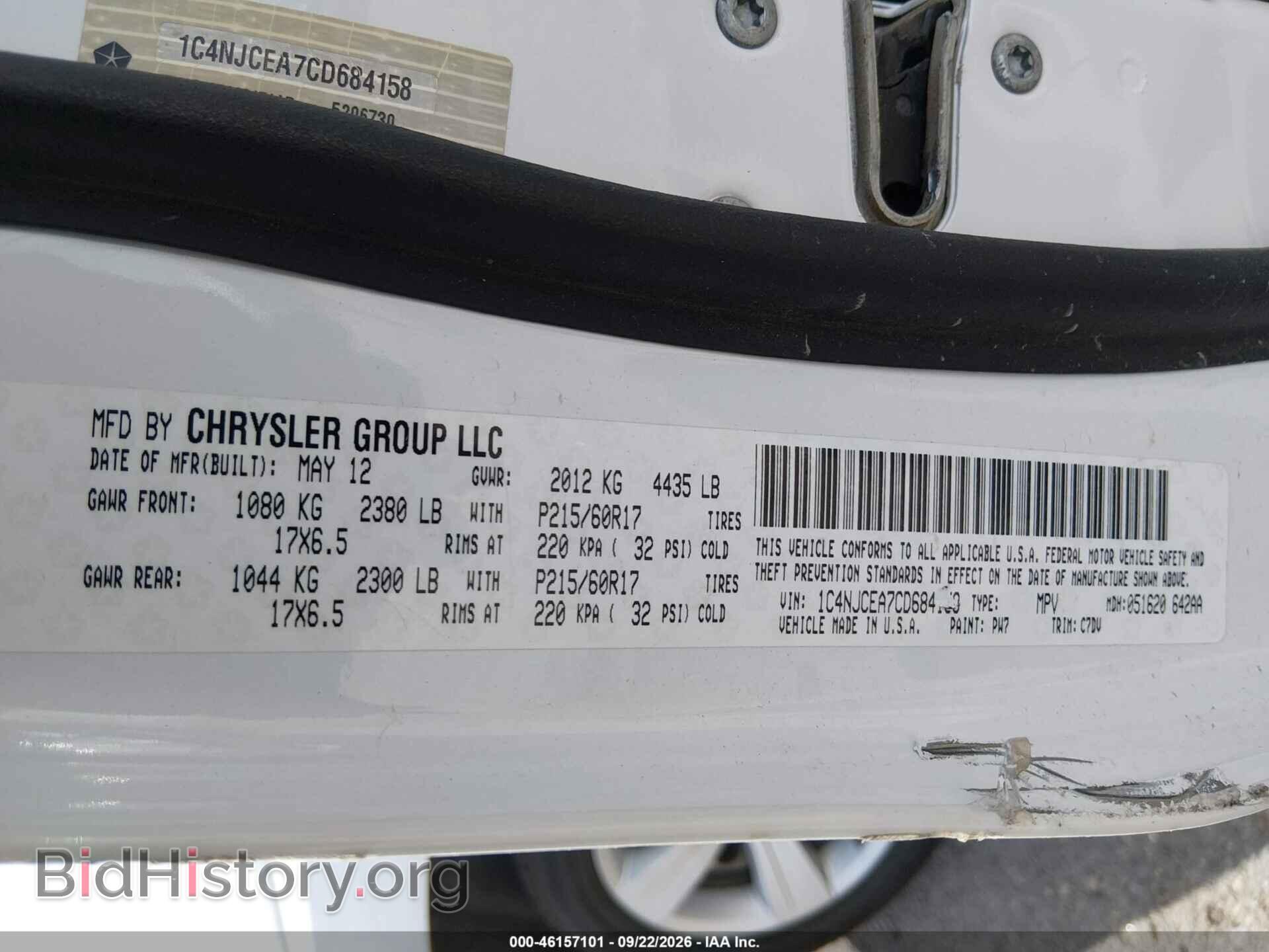 2012 JEEP COMPASS - VIN: 1C4NJCEA7CD684158 - Photo 9