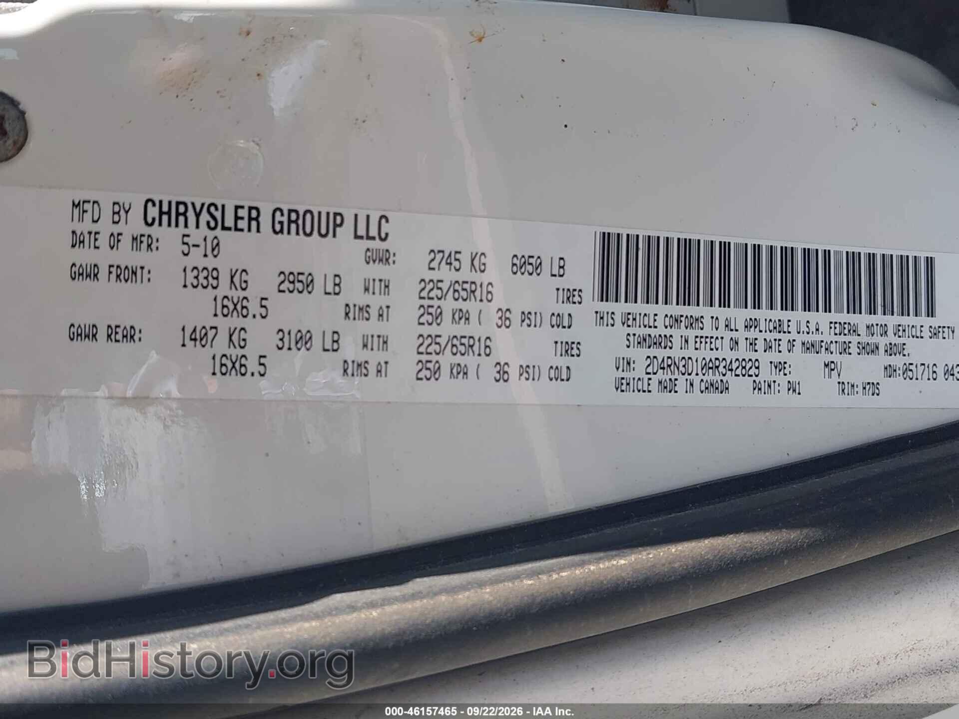 2010 Dodge GRAND CARAVAN (VIN 2D4RN3D10AR342829) — фото 9 из 16