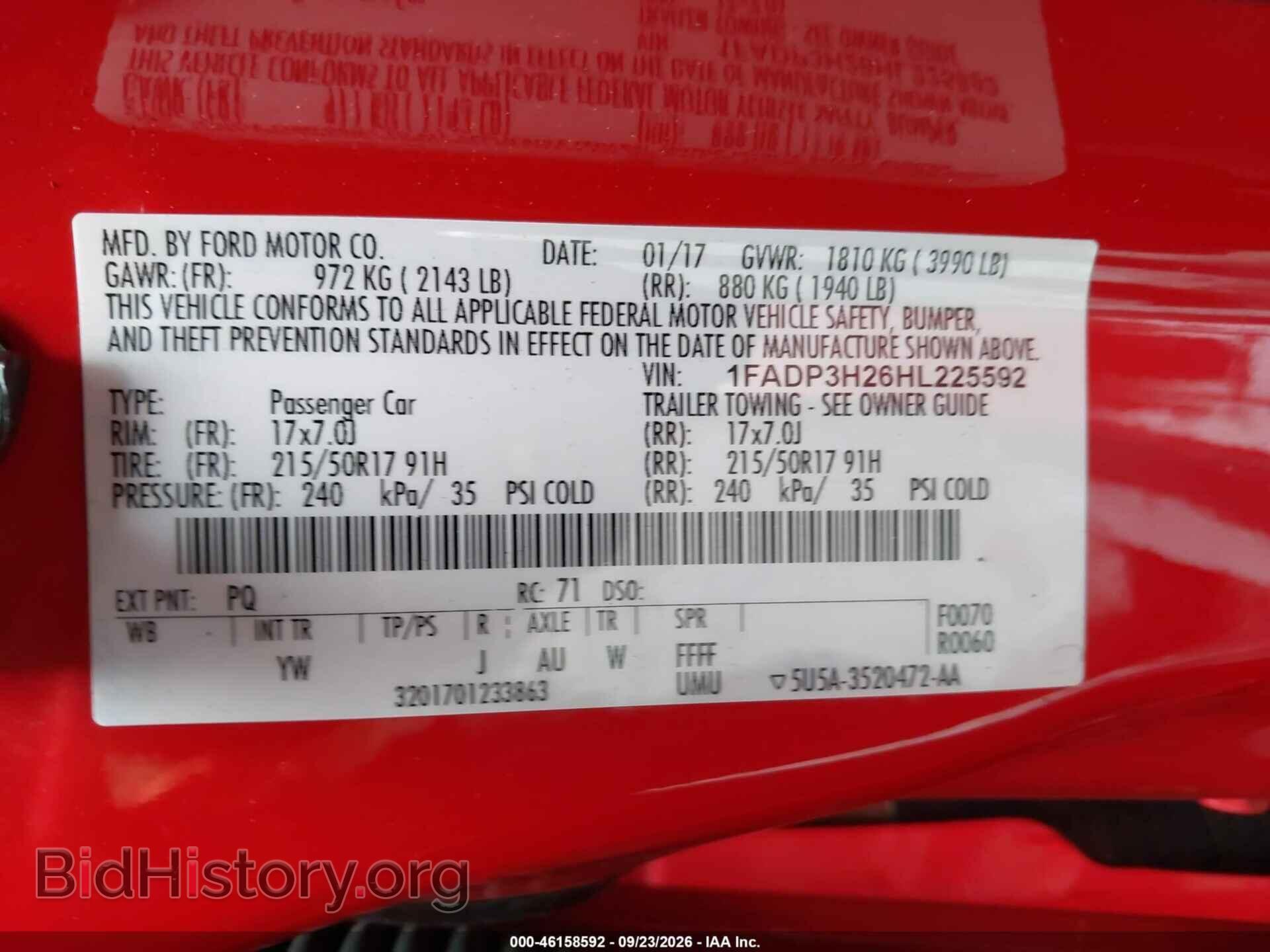 2017 FORD FOCUS - VIN: 1FADP3H26HL225592 - Фото 9