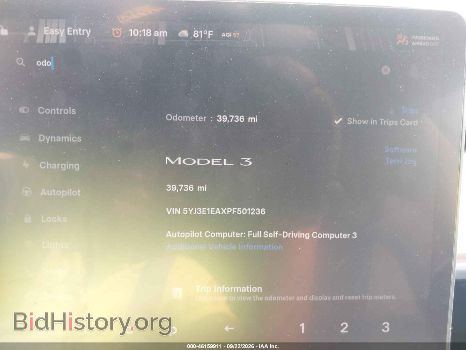 2023 TESLA MODEL 3 - VIN: 5YJ3E1EAXPF501236 - Фото 9
