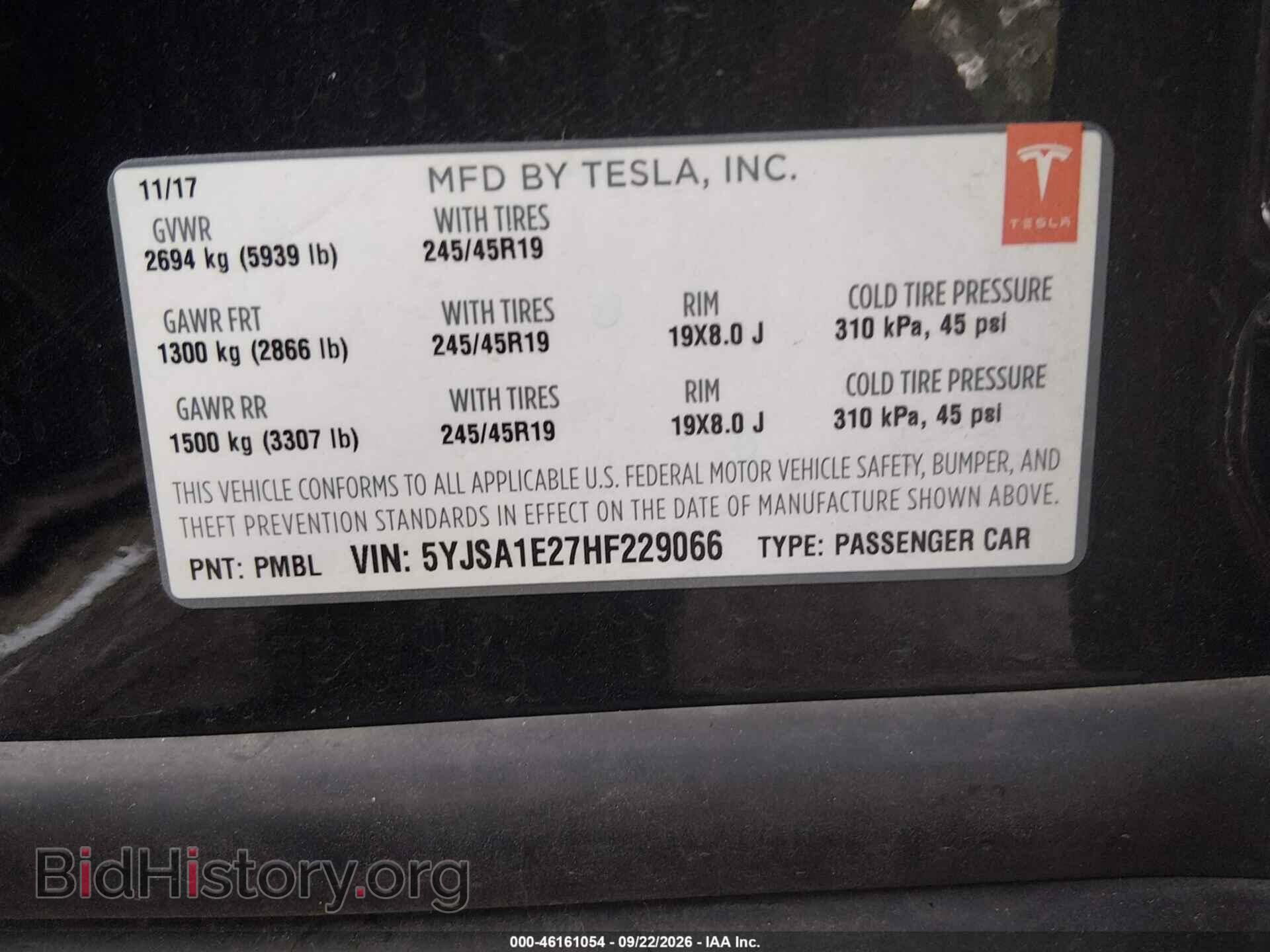 2017 TESLA MODEL S - VIN: 5YJSA1E27HF229066 - Photo 9